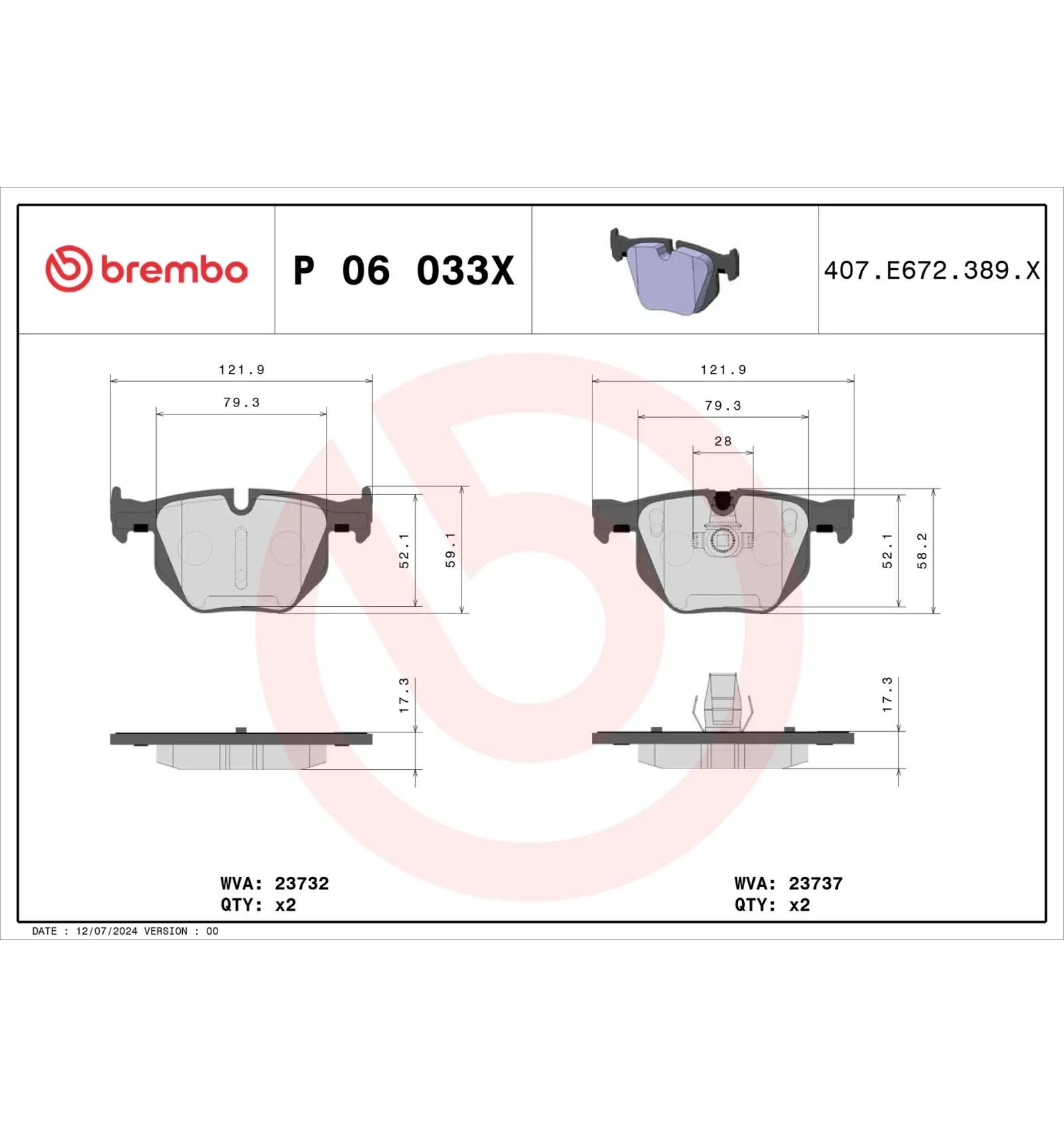 BMW E60 E61 E63 E64 Fren Balatası 34212339276 P 06 033X BREMBO - BMW yedek parça