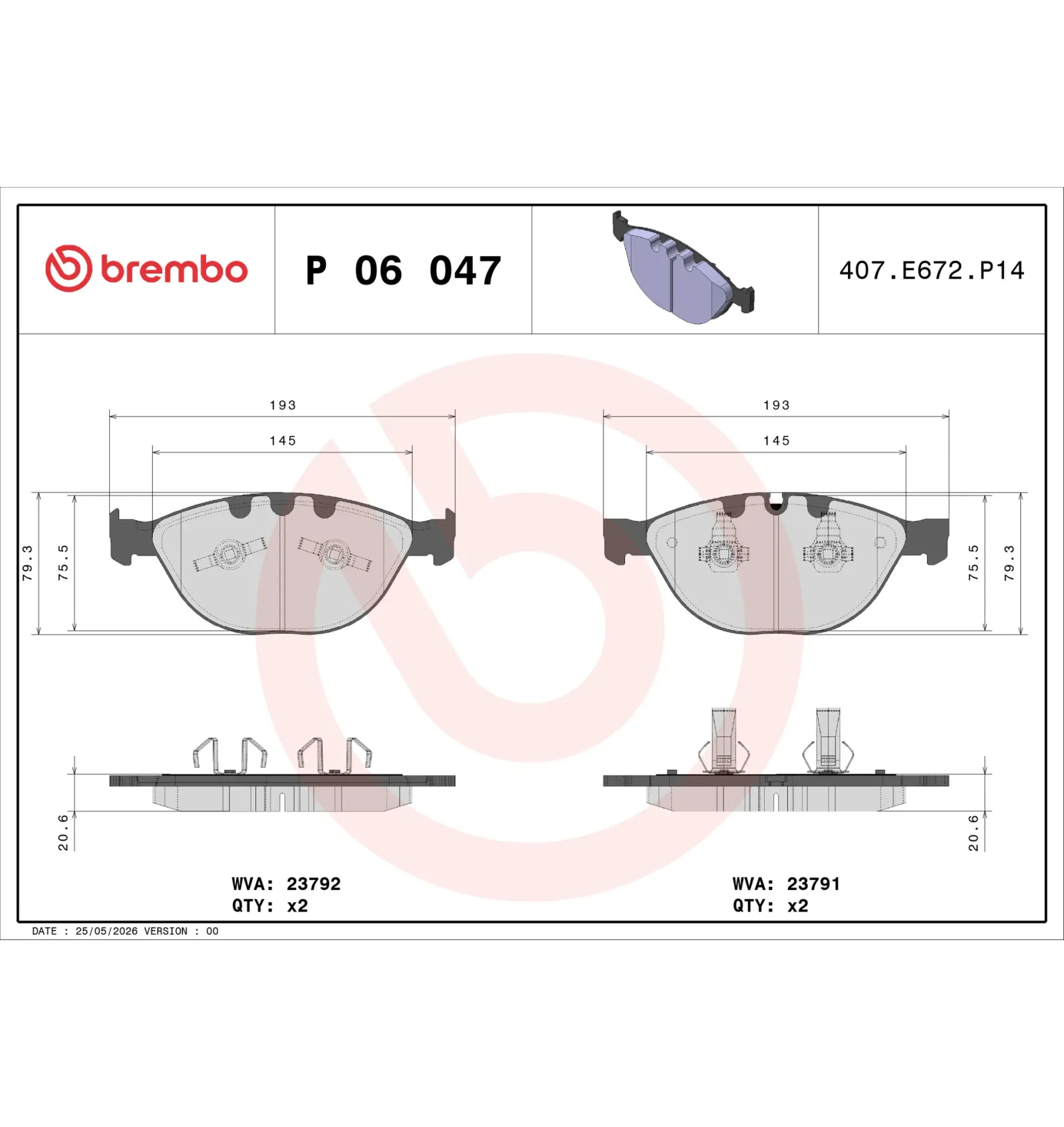 BMW E60 E61 E63 E64… Ön Fren Balatası 34112283365 P 06 047 BREMBO - BMW yedek parça