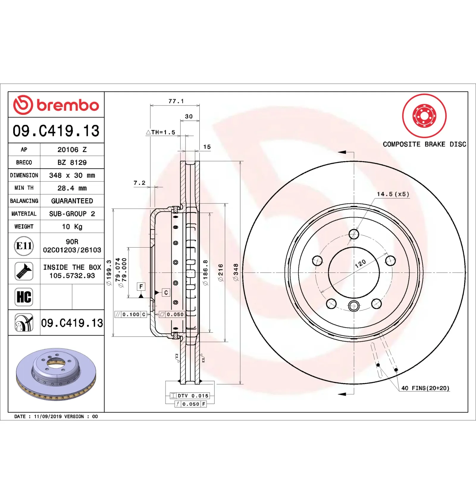 BMW E60 E61 E63 E64 Ön Fren Diski 34116763824 09.C419.13 BREMBO - BMW yedek parça
