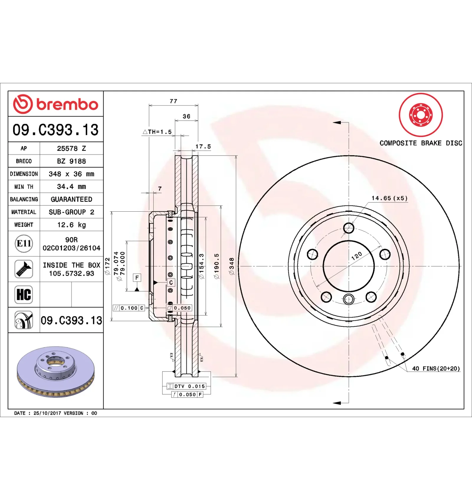 BMW E60 E61 E63 E64 Ön Fren Diski 34116766871 09.C393.13 BREMBO - BMW yedek parça