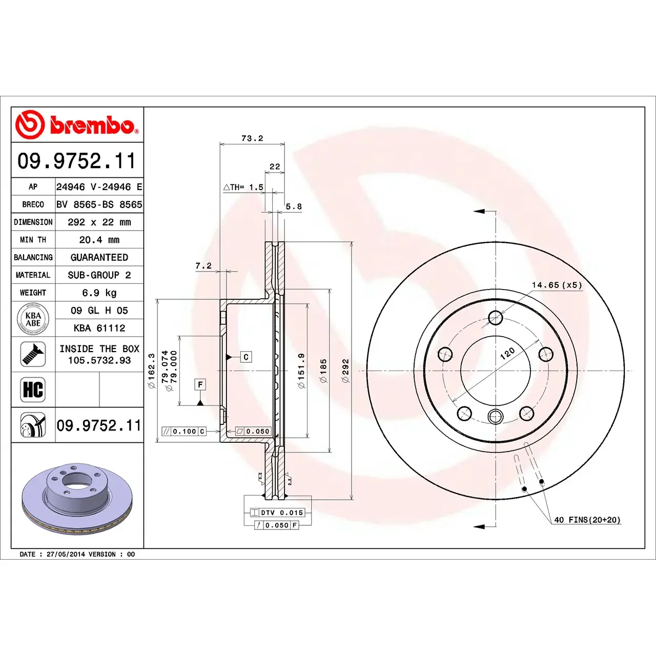 BMW E60 E81 E82 E87… Ön Fren Diski 34116764641 09.9752.11 BREMBO - BMW yedek parça
