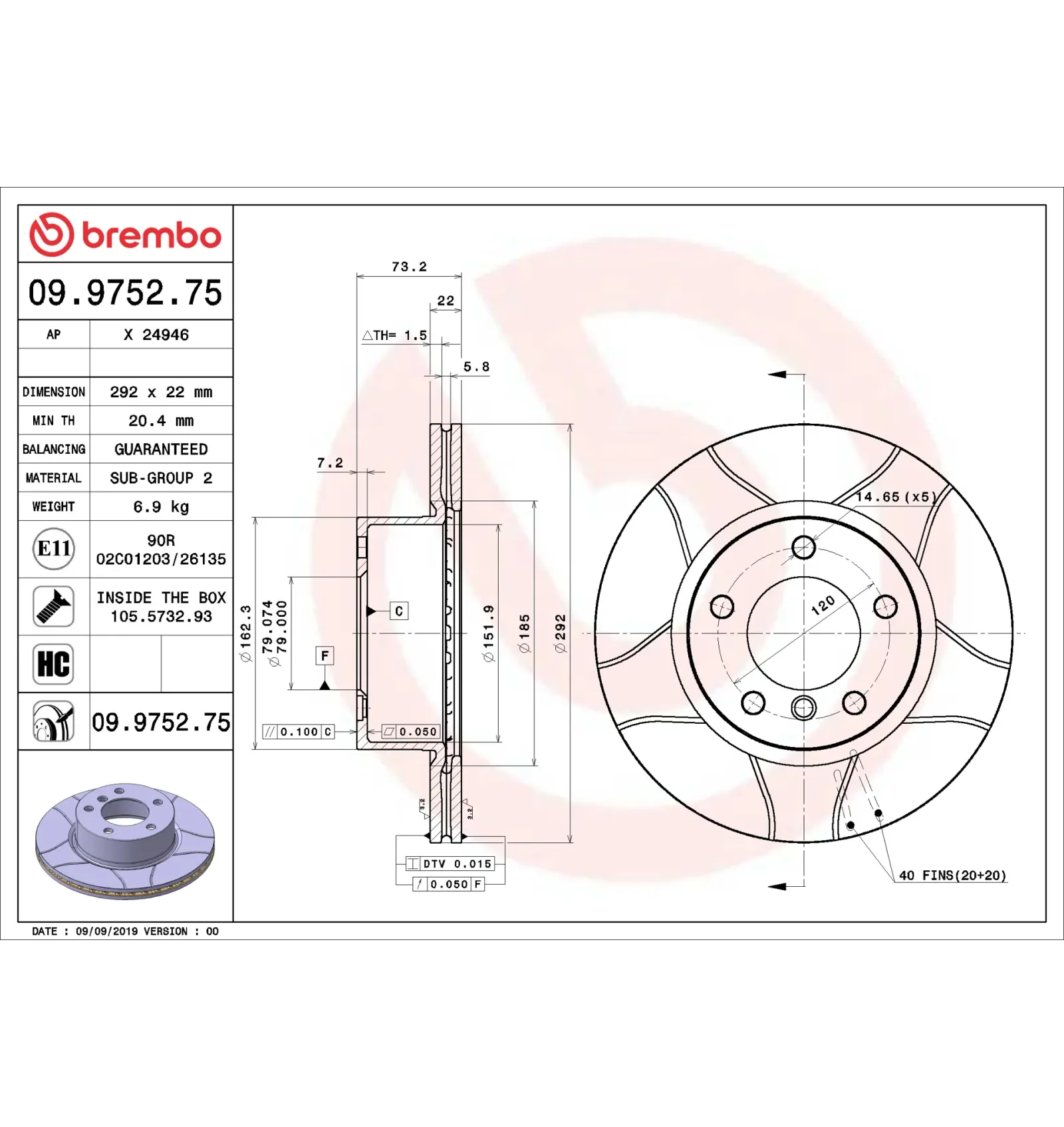 BMW E60 E81 E82 E87… Ön Fren Diski 34116764641 09.9752.75 BREMBO - BMW yedek parça