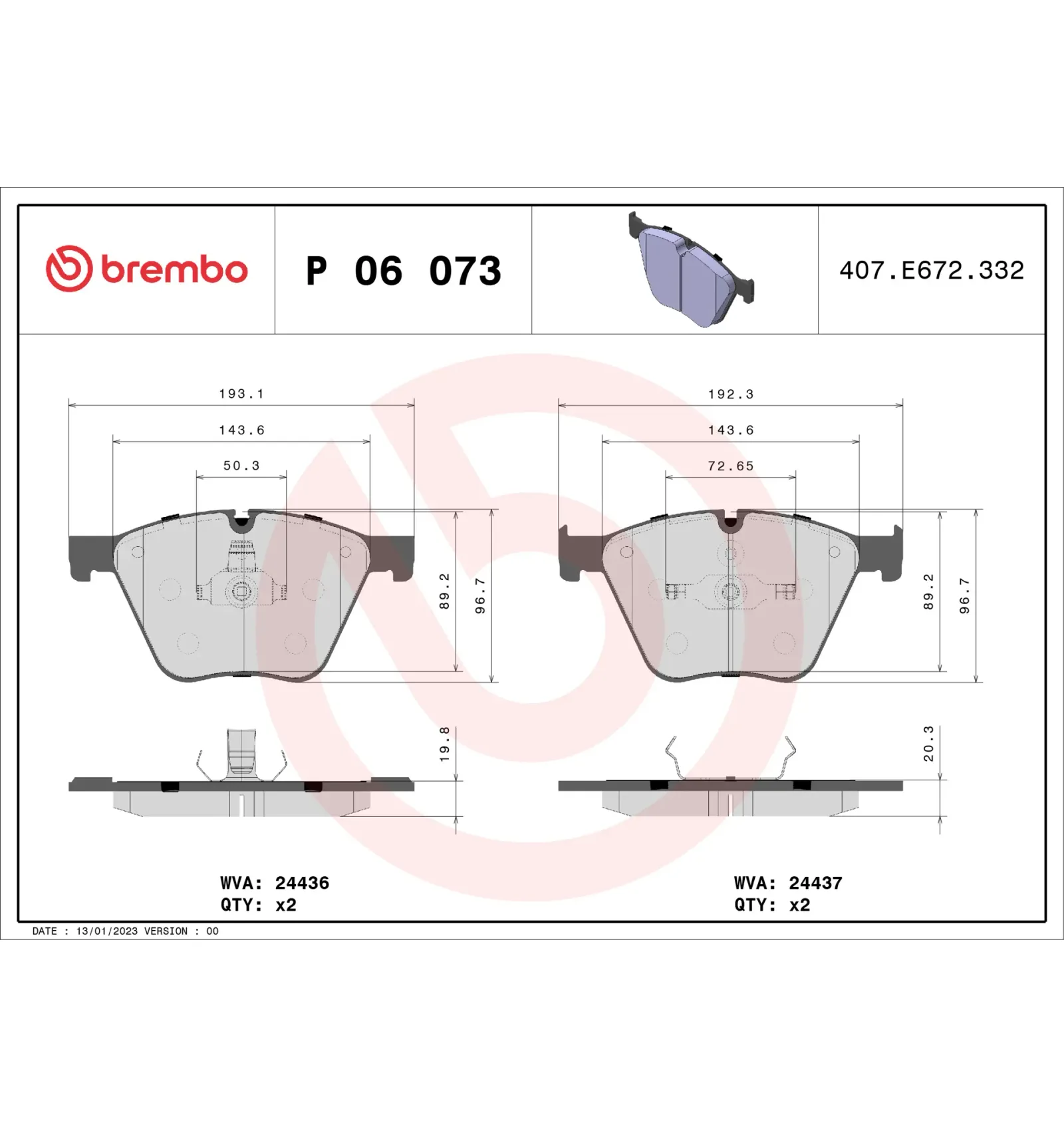 BMW E70 E71 E72 F01… Ön Fren Balatası 34112413079 P 06 073 BREMBO - BMW yedek parça