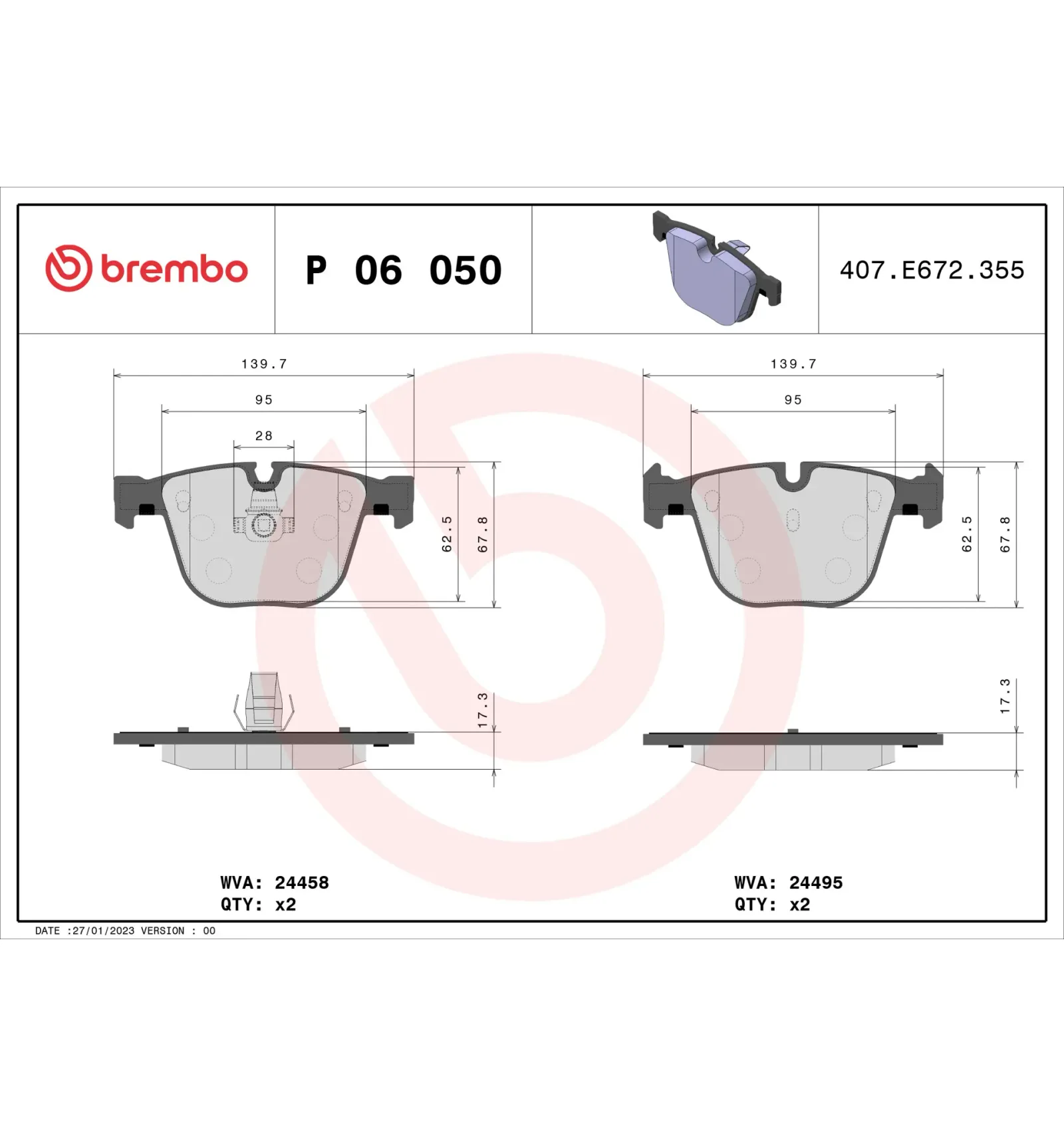 BMW E70 E71 E72 F15… Arka Fren Balatası 34212365766 P 06 050 BREMBO - BMW yedek parça