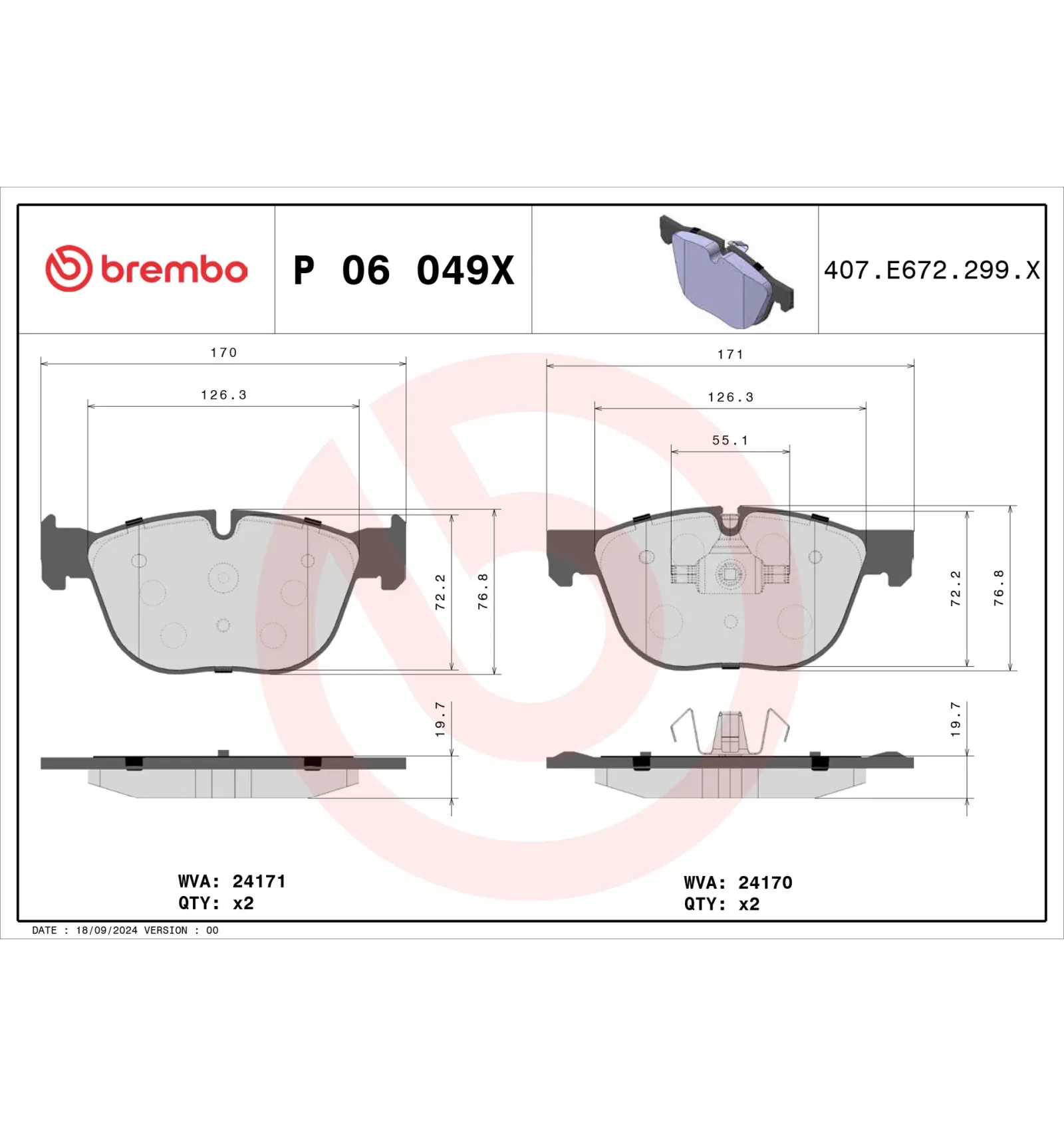 BMW E70 E71 E72 F15… Fren Balatası 34112413038 P 06 049X BREMBO - BMW yedek parça