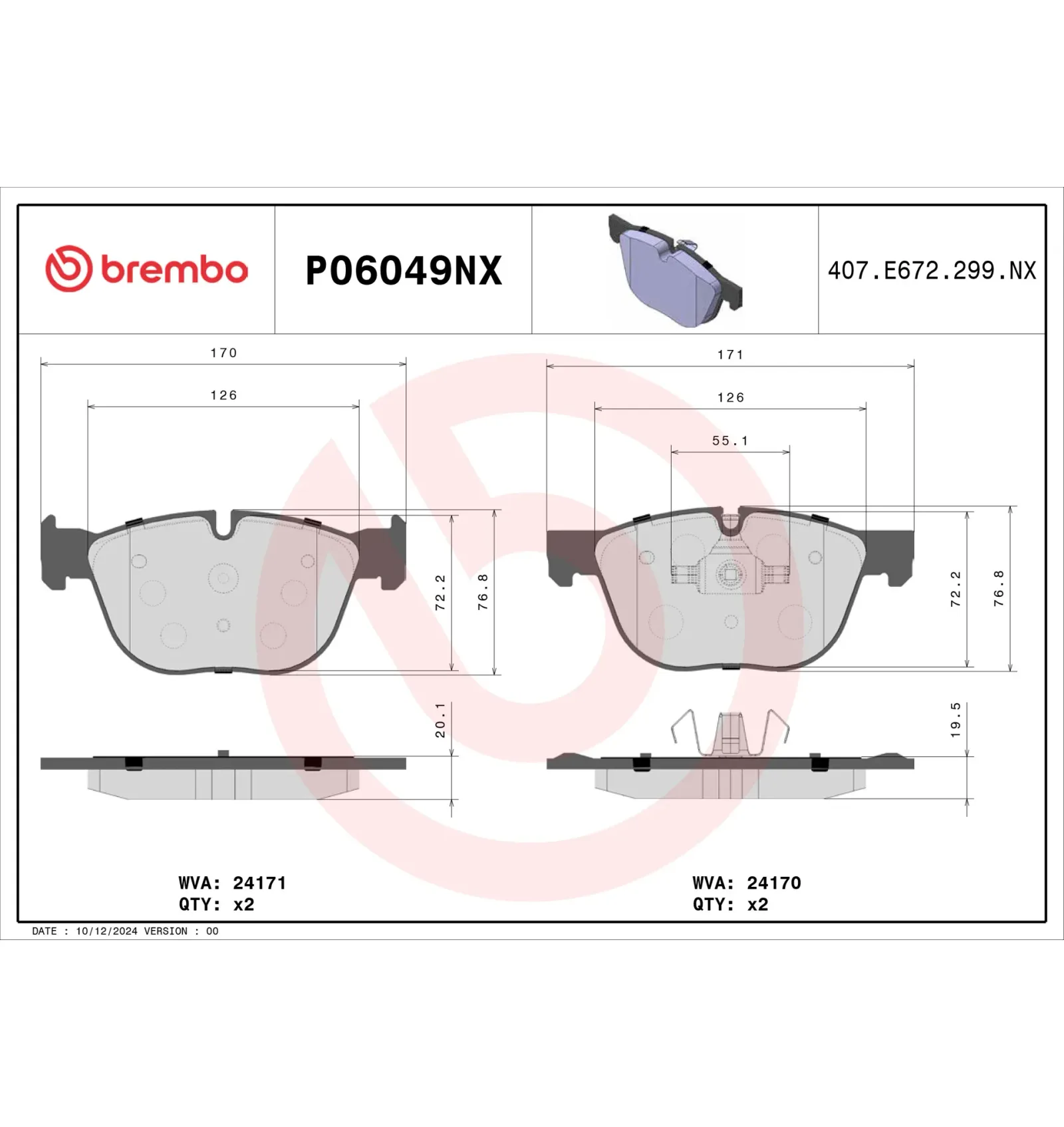 BMW E70 E71 E72 F15… Ön Fren Balatası 34112413038 P06049NX BREMBO - BMW yedek parça