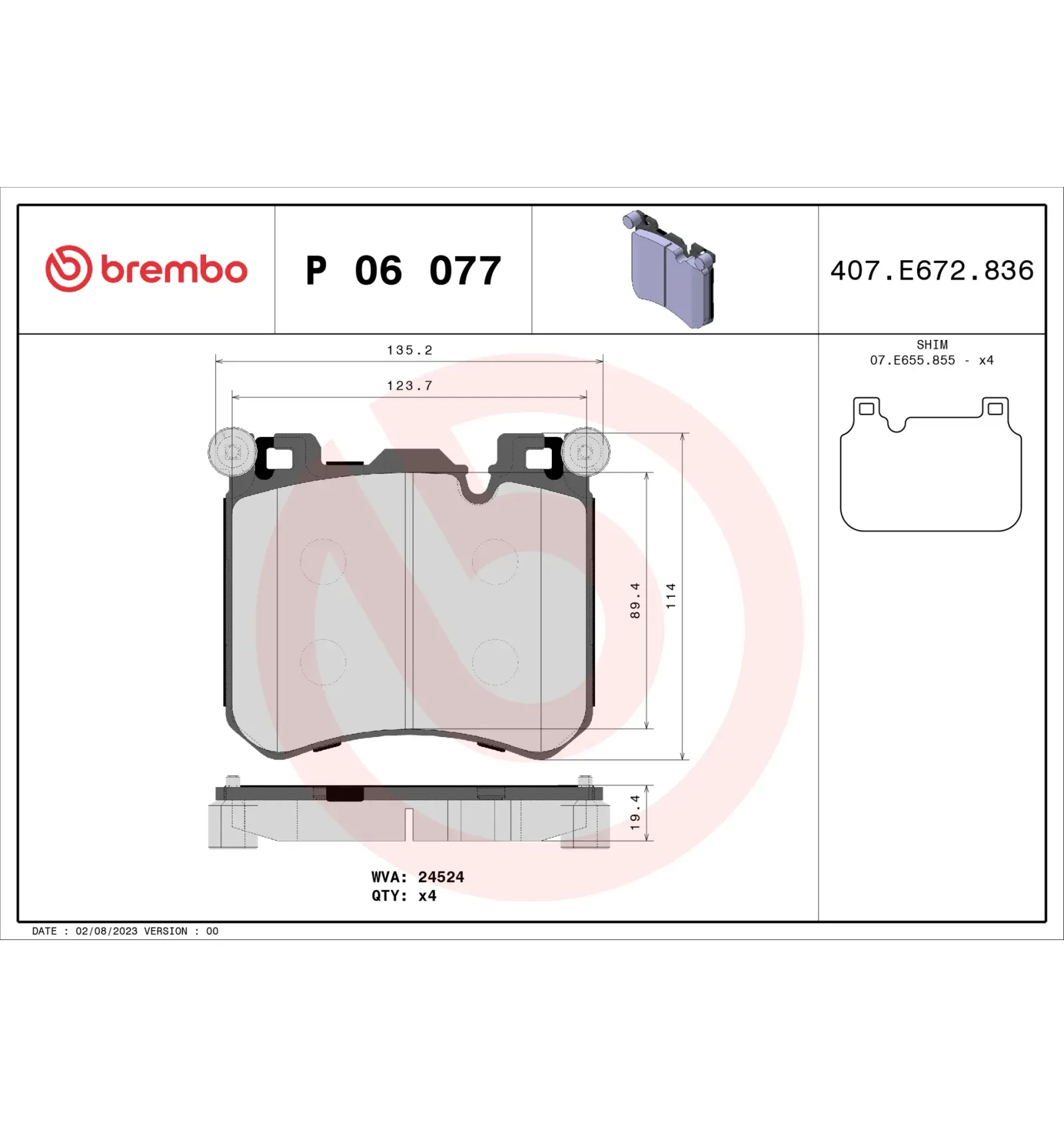 BMW E70 E71 E72 Fren Balatası 34114073048 P 06 077 BREMBO - BMW yedek parça