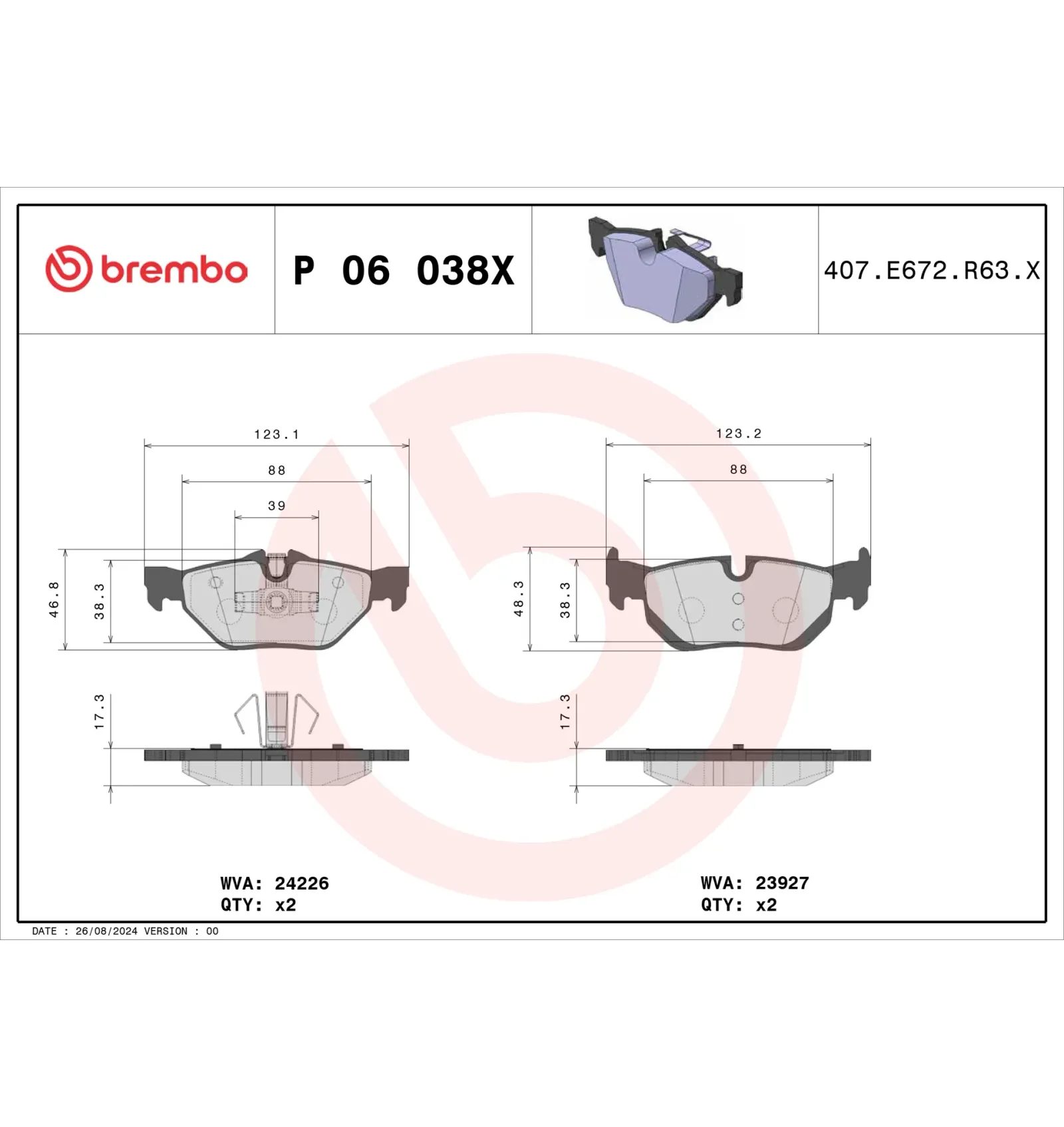 BMW E81 E82 E84 E87… Fren Balatası 34121288891 P 06 038X BREMBO - BMW yedek parça