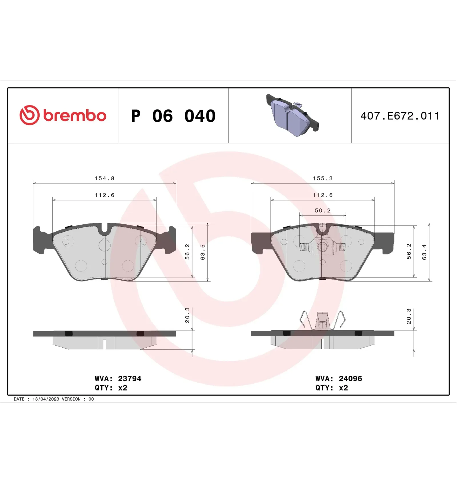 BMW E81 E82 E87 E88… Ön Fren Balatası 34112288856 P 06 040 BREMBO - BMW yedek parça