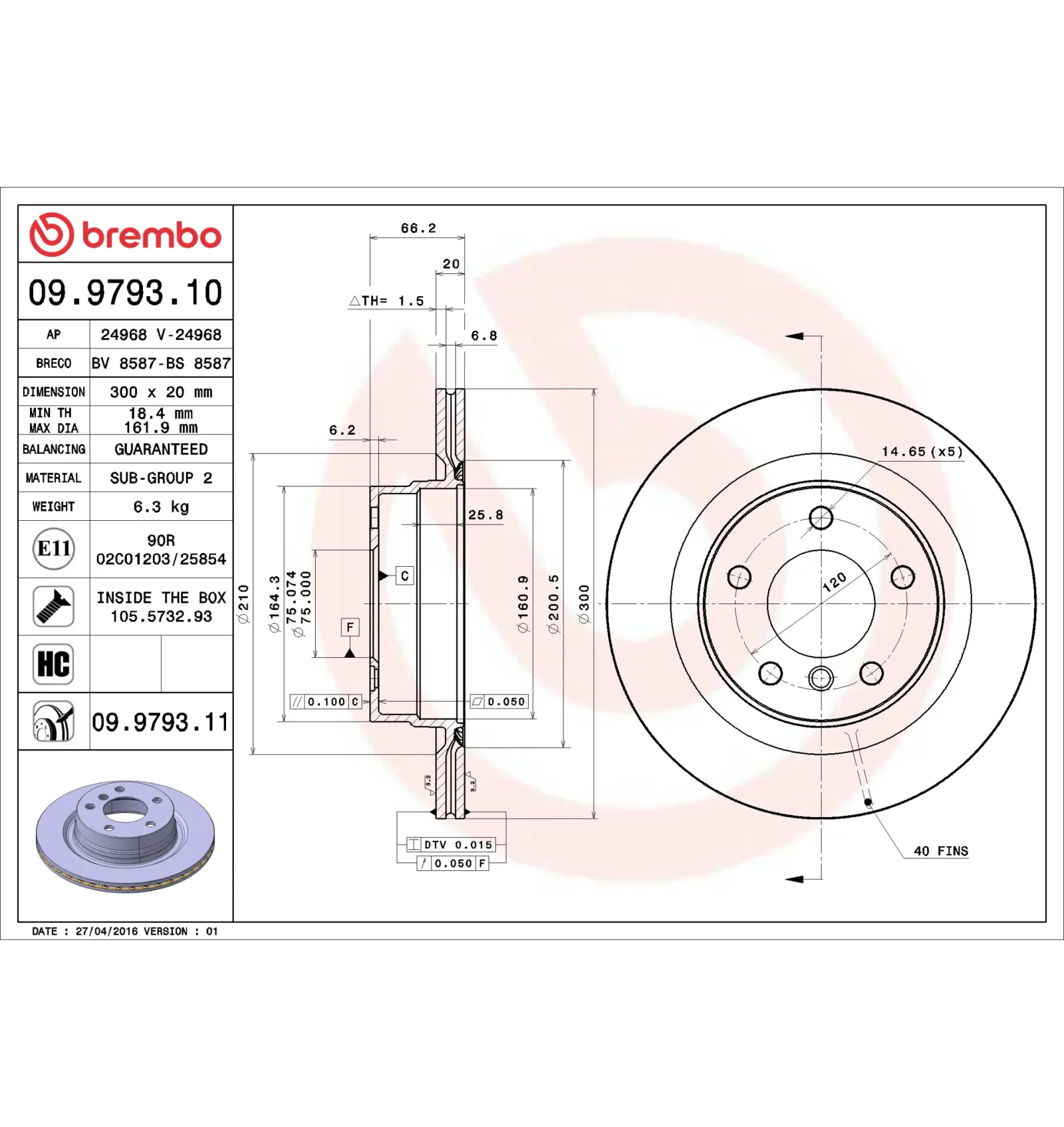 BMW E81 E87 E88 E90… Arka Fren Diski 34216764651 09.9793.10 BREMBO - BMW yedek parça