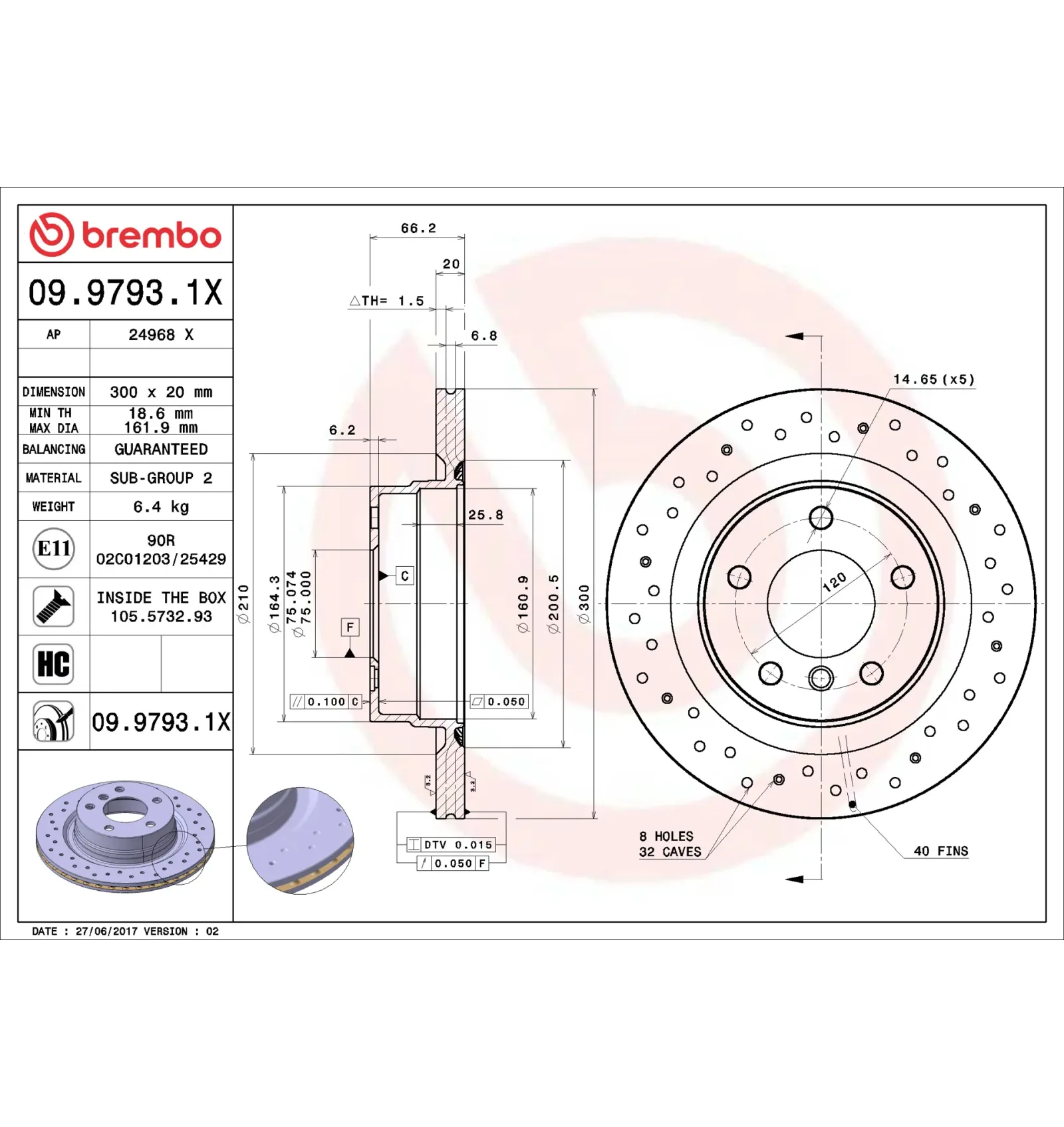 BMW E81 E87 E88 E90… Arka Fren Diski 34216764651 09.9793.1X BREMBO - BMW yedek parça