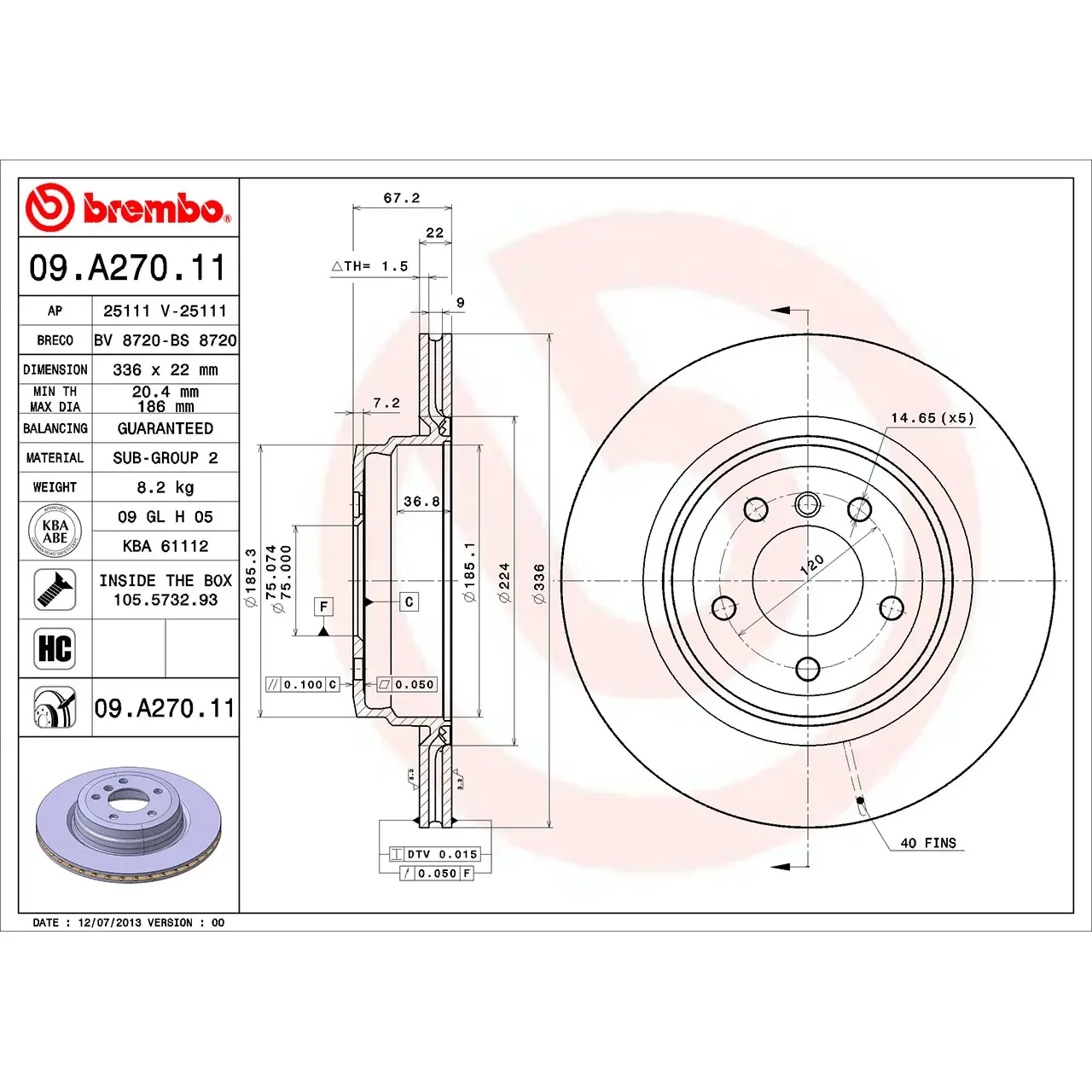 BMW E84 E90 E91 E92… Arka Fren Diski 34216764655 09.A270.11 BREMBO - BMW yedek parça