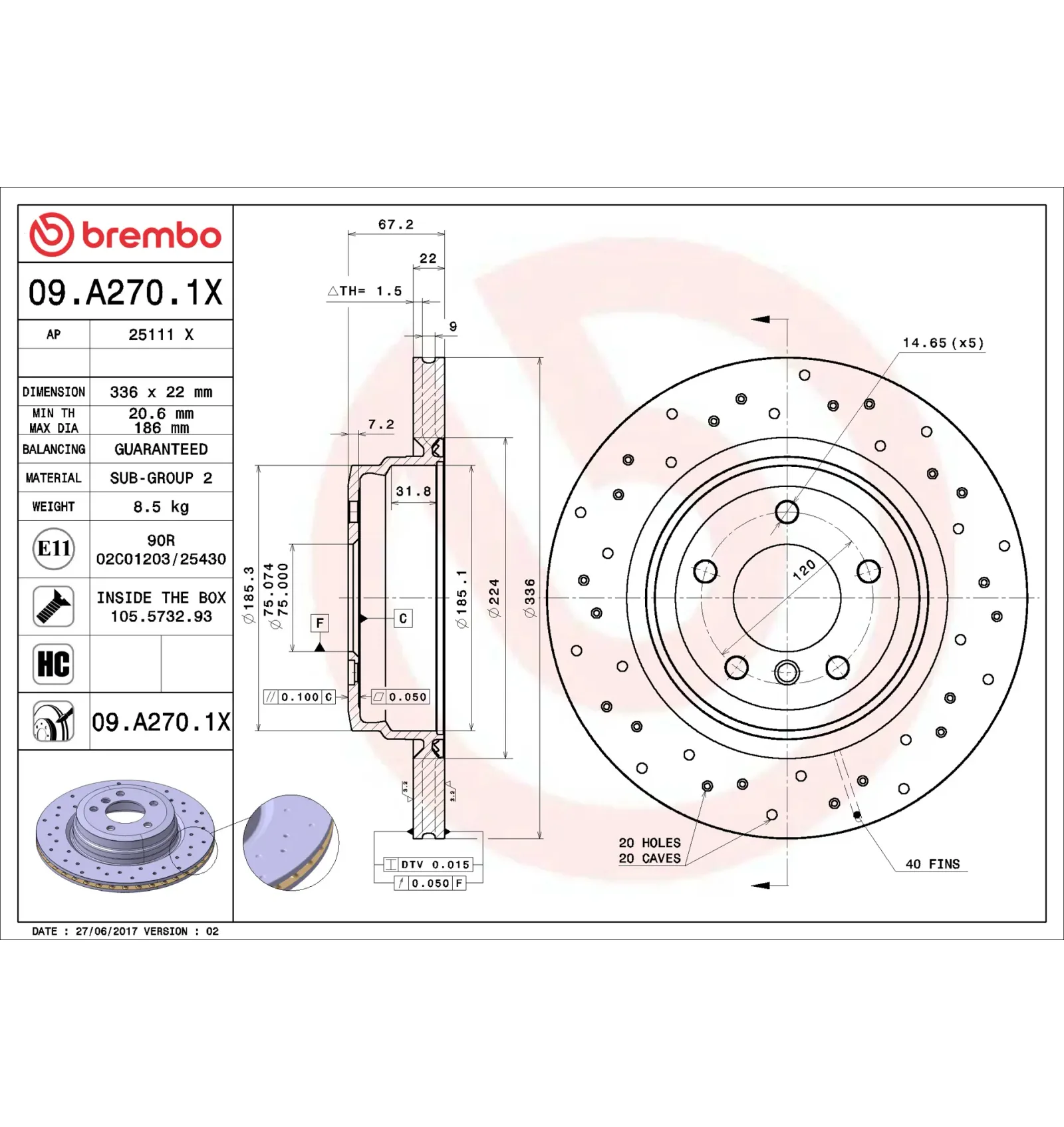 BMW E84 E90 E91 E92… Arka Fren Diski 34216764655 09.A270.1X BREMBO - BMW yedek parça