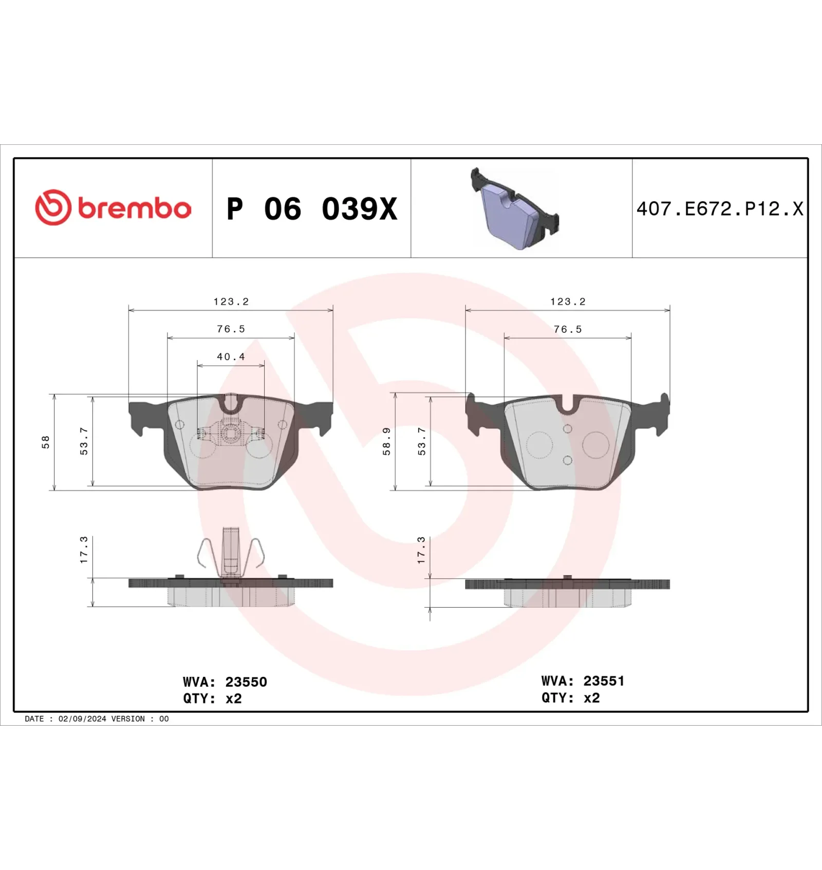 BMW E84 E90 E91 E92… Fren Balatası 34121288895 P 06 039X BREMBO - BMW yedek parça