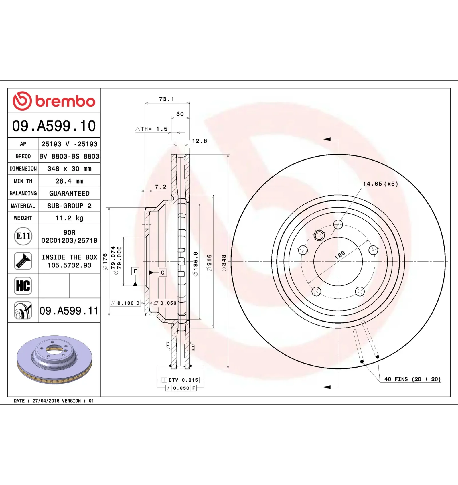 BMW E84 E90 E91 E92… Ön Fren Diski 34116770729 09.A599.10 BREMBO - BMW yedek parça