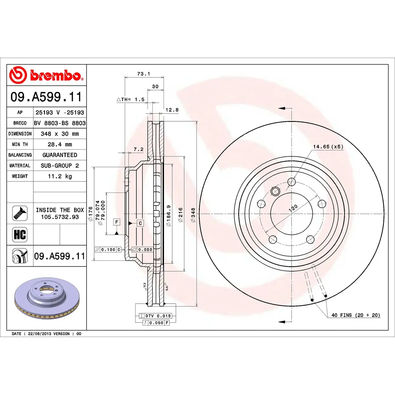BMW E84 E90 E91 E92… Ön Fren Diski 34116770729 09.A599.11 BREMBO - BMW yedek parça