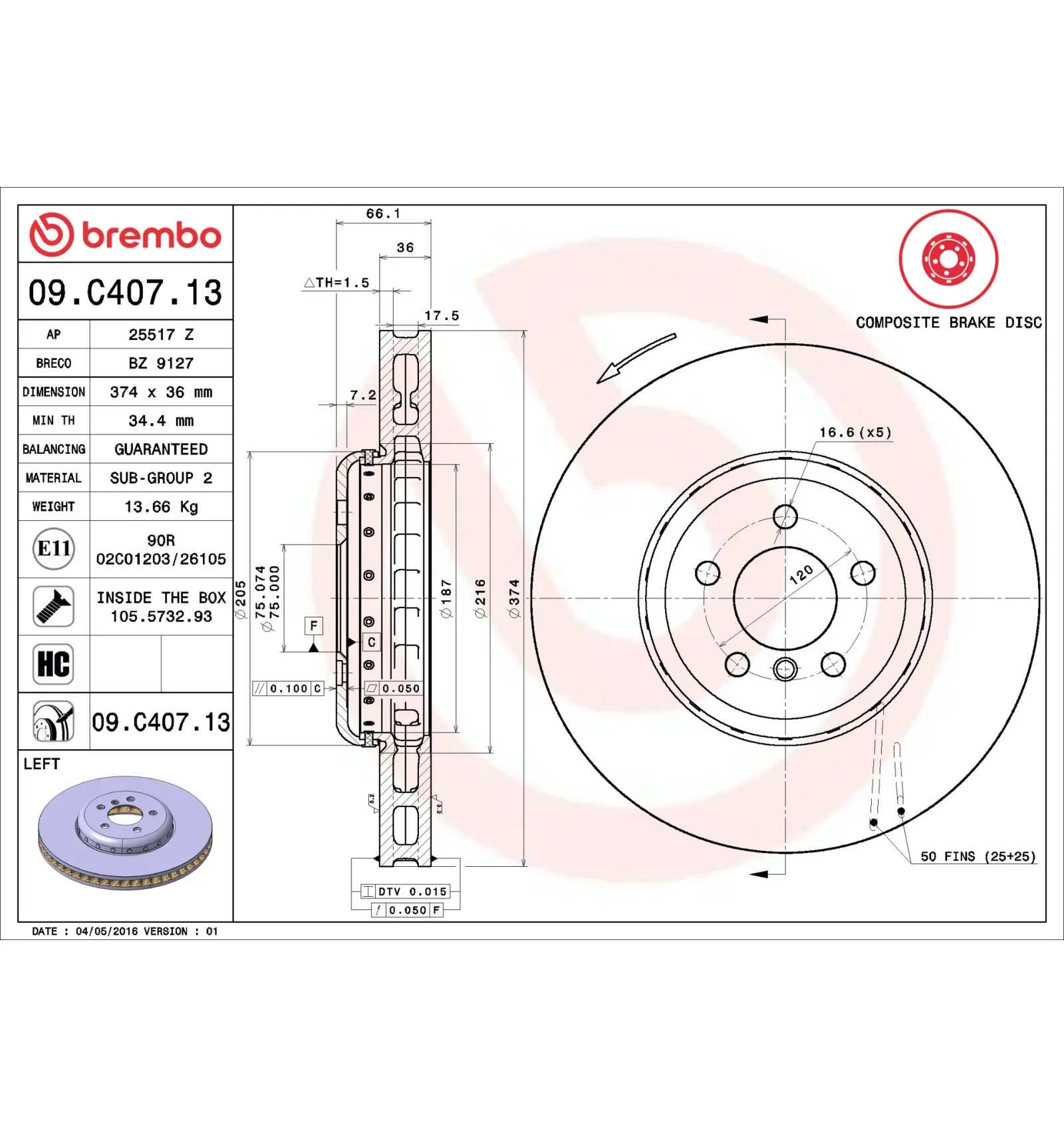 BMW F01 F02 F04 F06… Fren Diski 34106894383 09.C407.13 BREMBO - BMW yedek parça