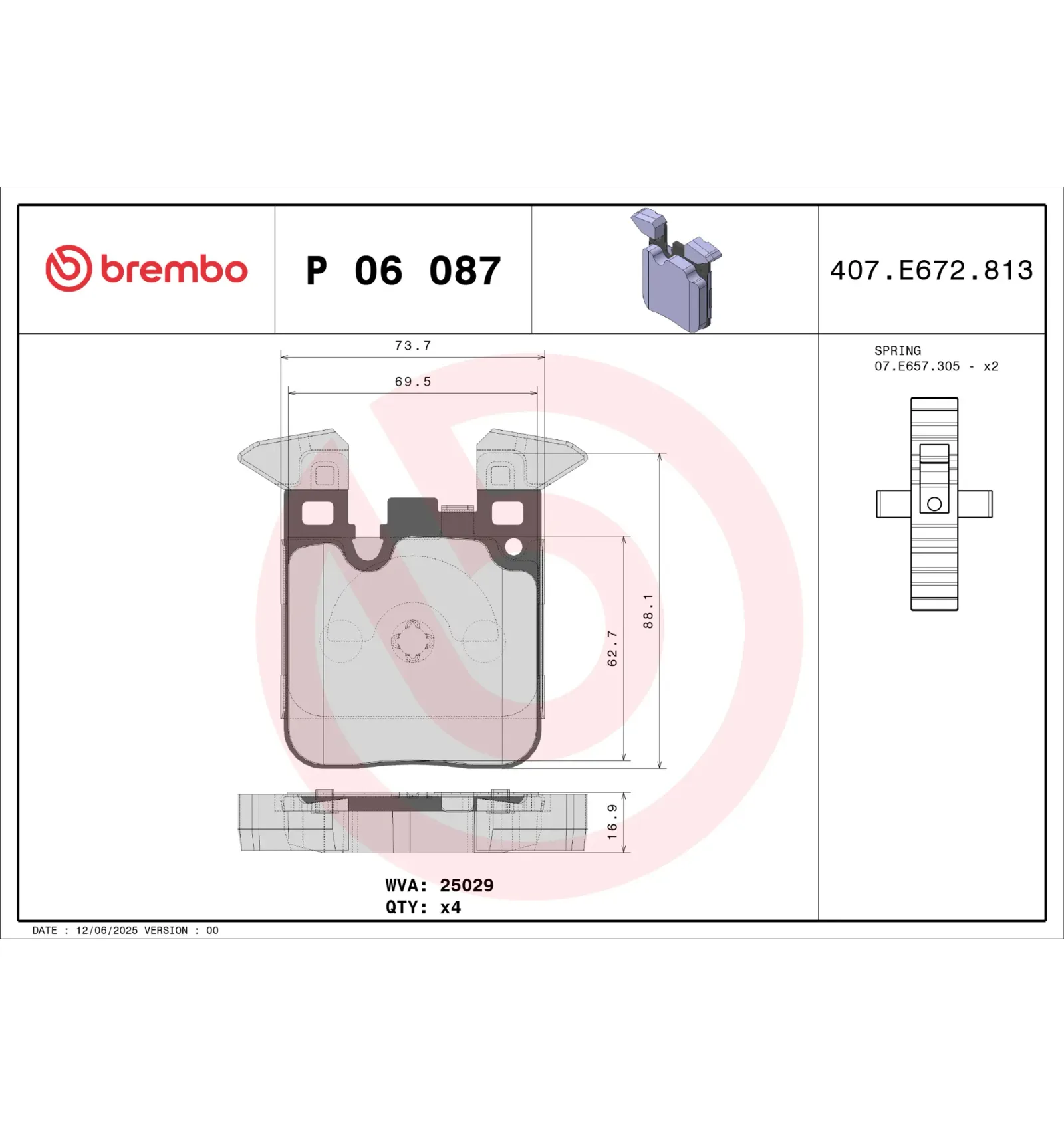 BMW F20 F21 F22 F23… Arka Fren Balatası 34209502905 P 06 087 BREMBO - BMW yedek parça