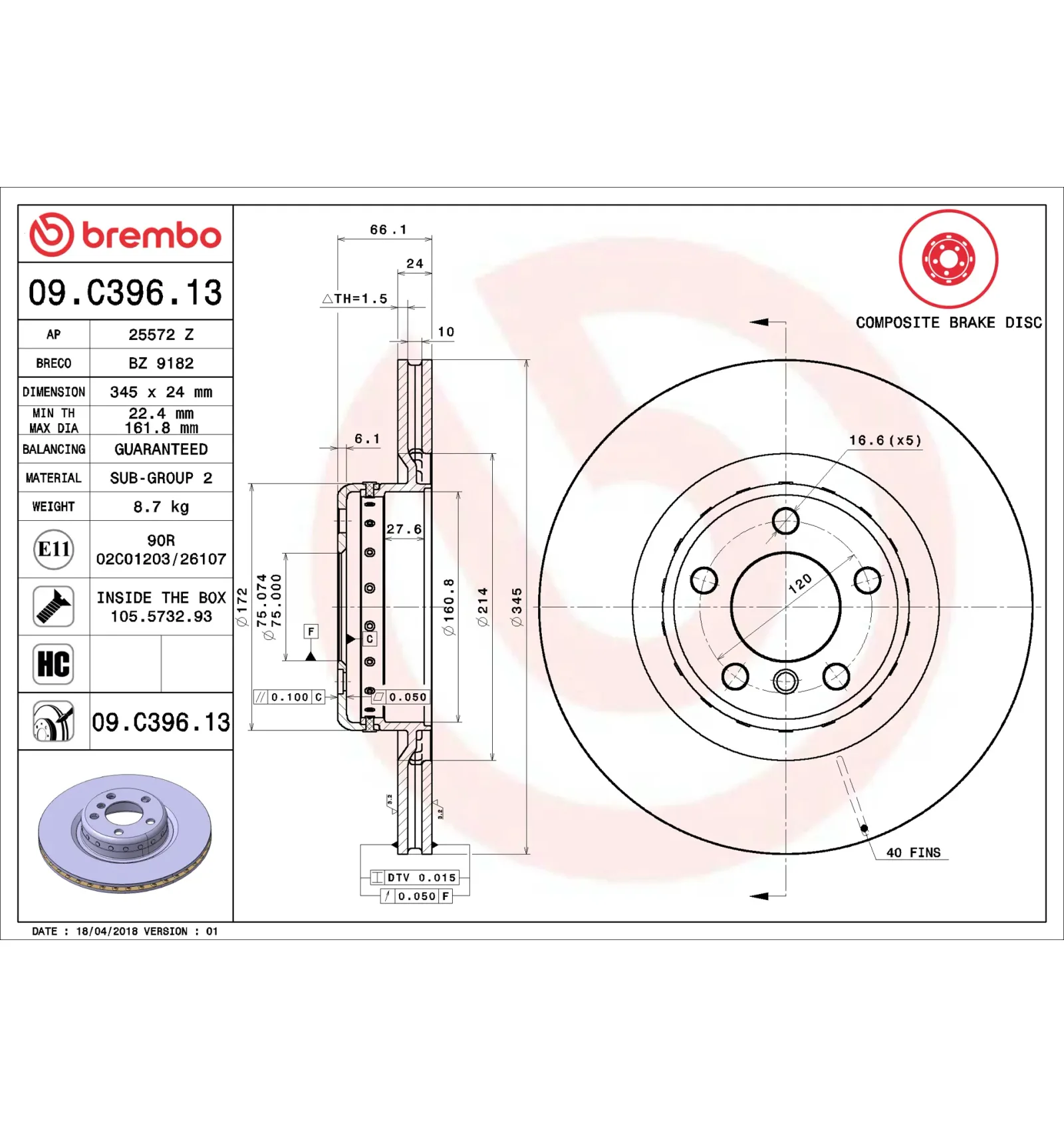 BMW F20 F21 F22 F23… Arka Fren Diski 34206797605 09.C396.13 BREMBO - BMW yedek parça