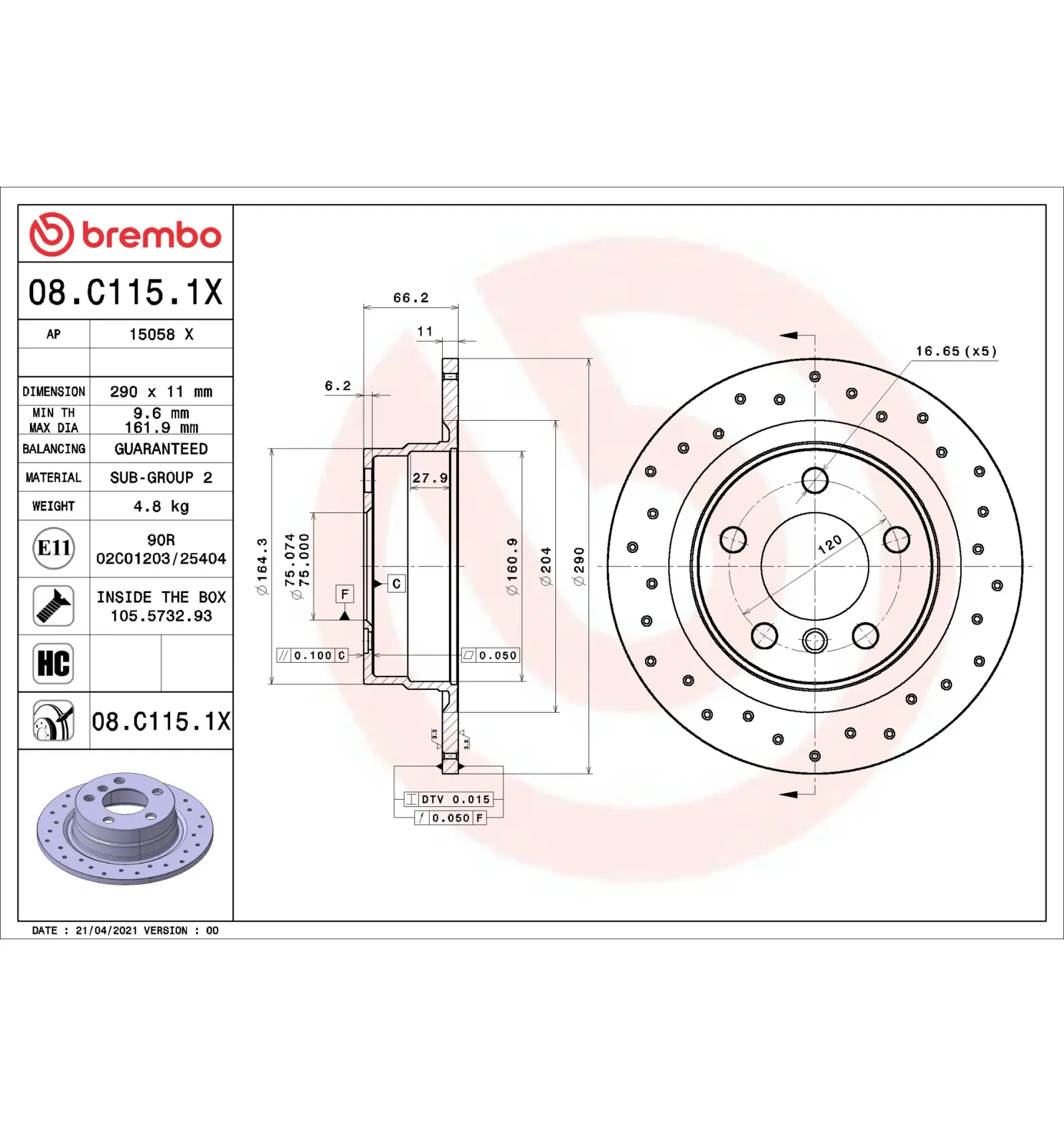 BMW F20 F21 F22 F23… Arka Fren Diski 34216792225 08.C115.1X BREMBO - BMW yedek parça
