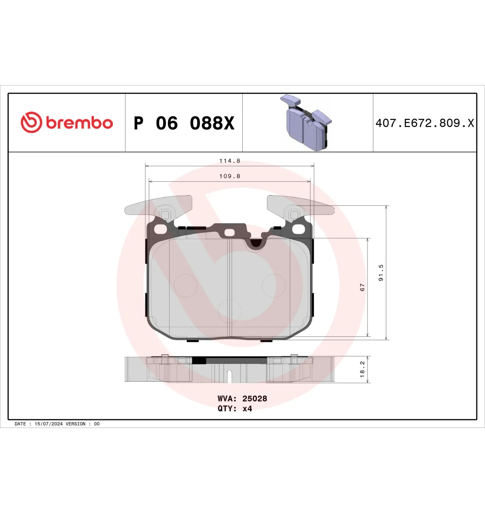 BMW F20 F21 F22 F23… Fren Balatası 34106799805 P 06 088X BREMBO - BMW yedek parça