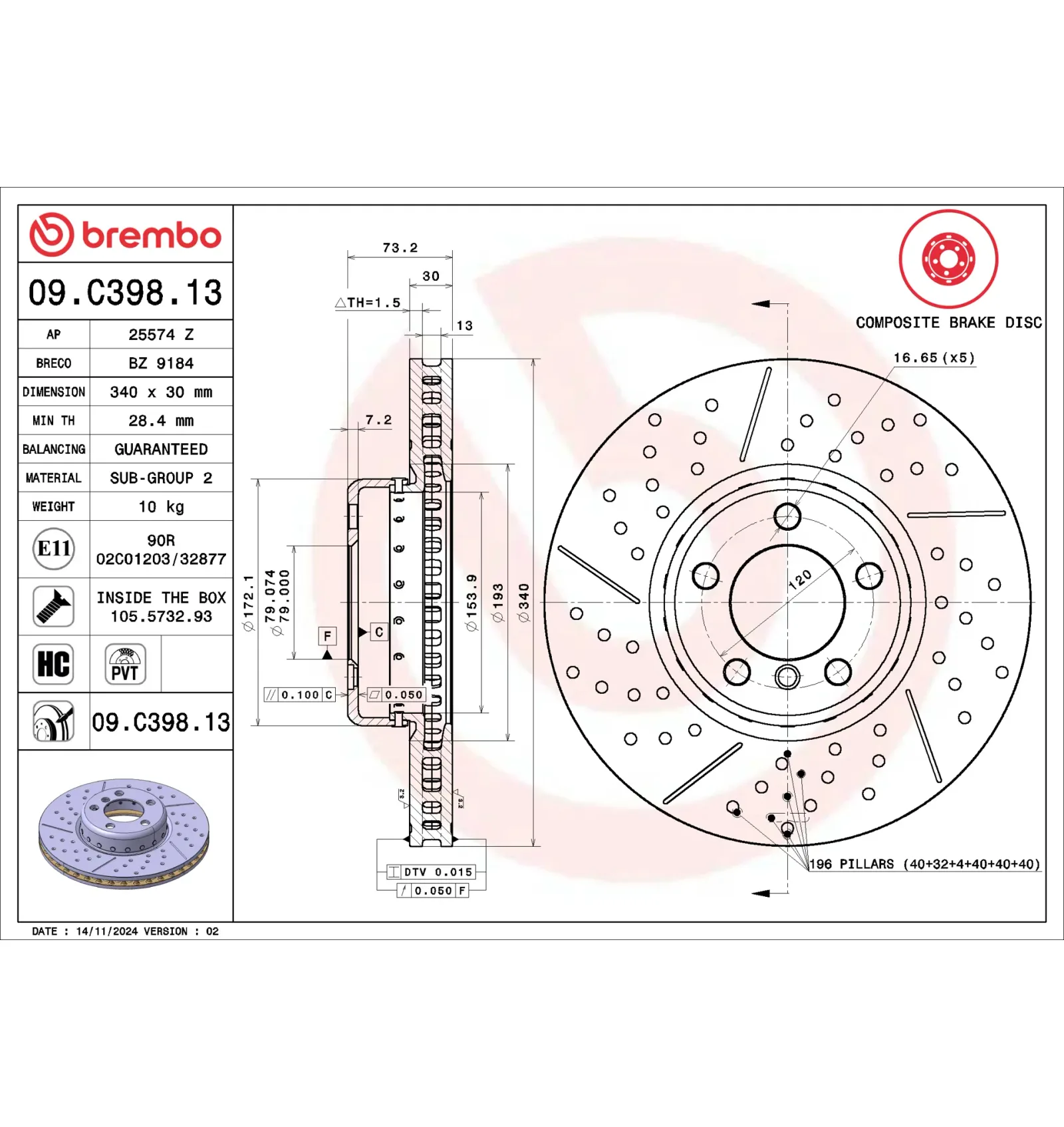 BMW F20 F21 F22 F23… Ön Fren Diski 34106797602 09.C398.13 BREMBO - BMW yedek parça