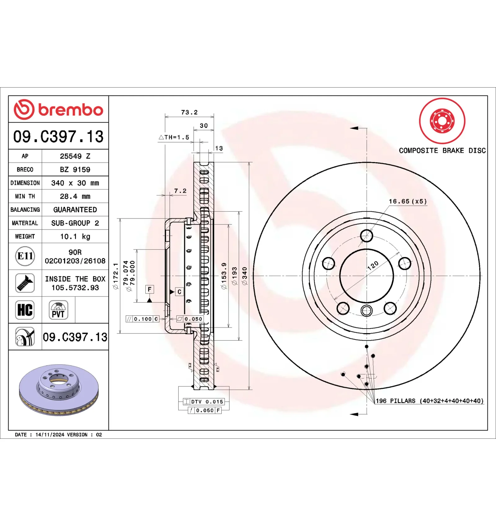 BMW F20 F21 F22 F23… Ön Fren Diski 34116792223 09.C397.13 BREMBO - BMW yedek parça