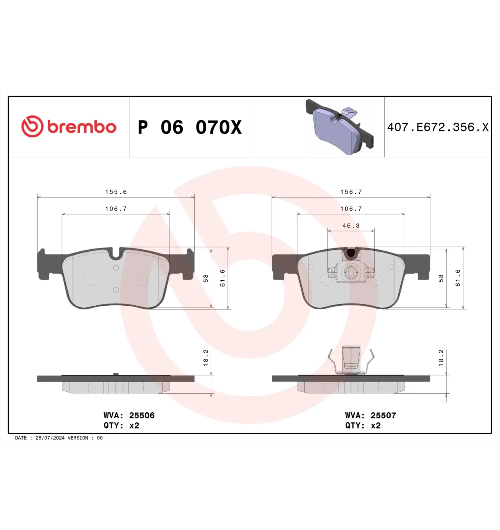 BMW F20 F21 F30 F31… Fren Balatası 34106884243 P 06 070X BREMBO - BMW yedek parça