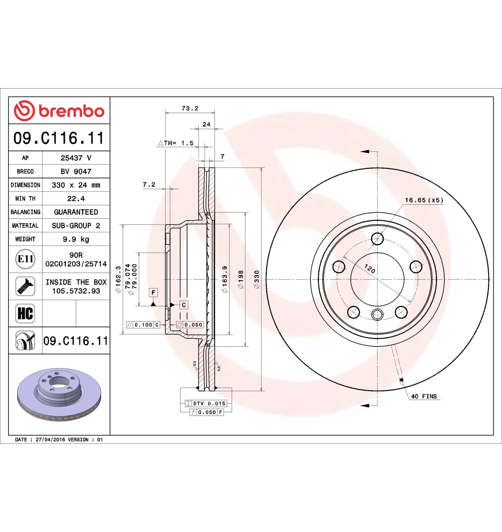 BMW F22 F23 F30 F31… Ön Fren Diski 34116792221 09.C116.11 BREMBO - BMW yedek parça