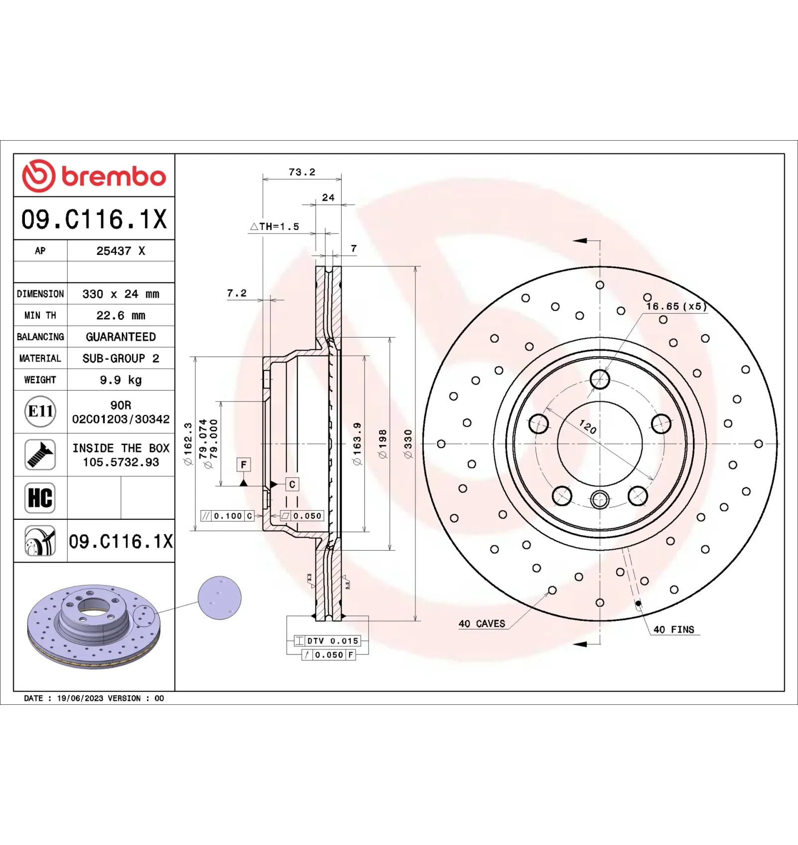 BMW F22 F23 F30 F31… Ön Fren Diski 34116792221 09.C116.1X BREMBO - BMW yedek parça