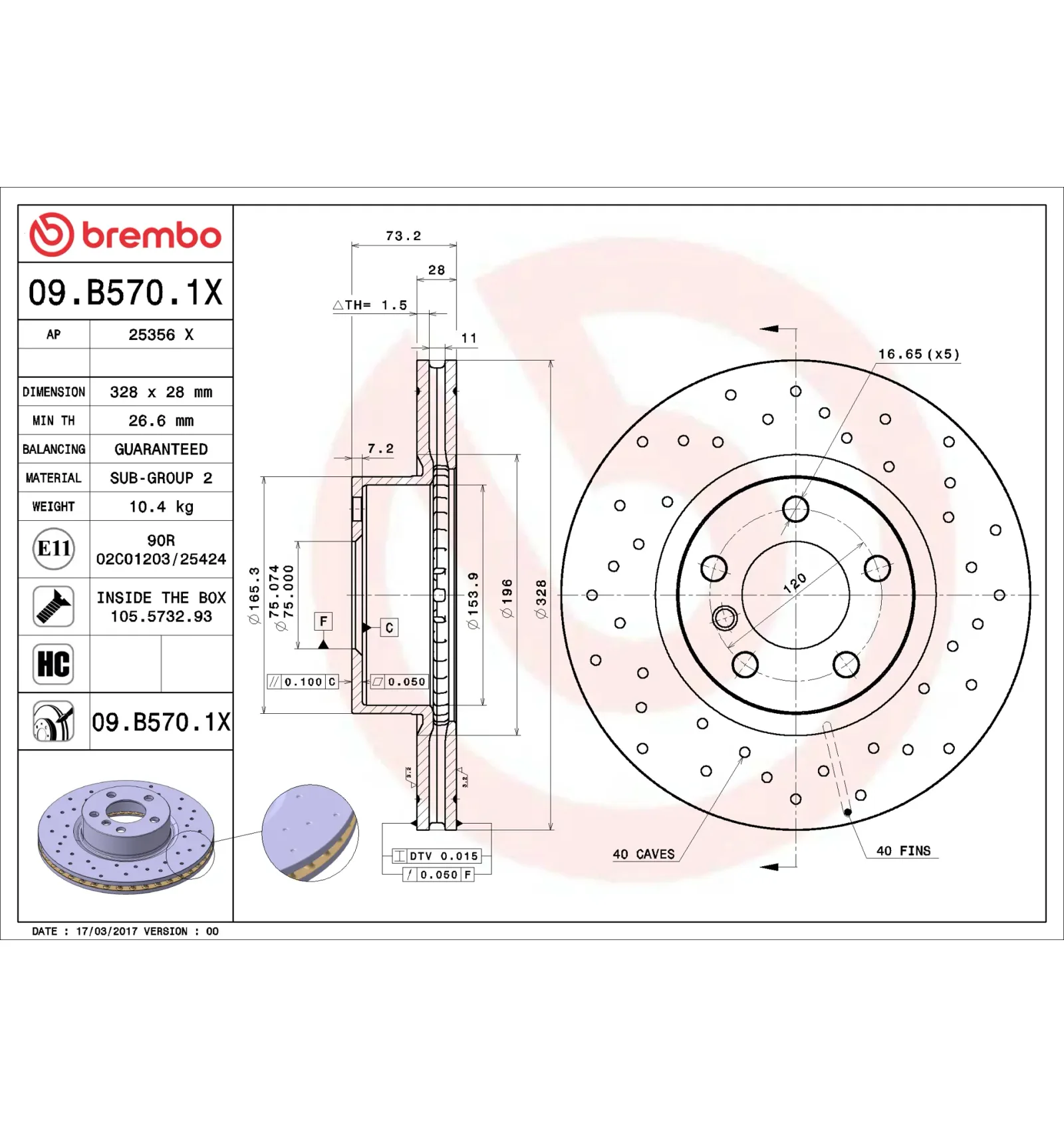 BMW F25 F26 Ön Fren Diski 34106787490 09.B570.1X BREMBO - BMW yedek parça