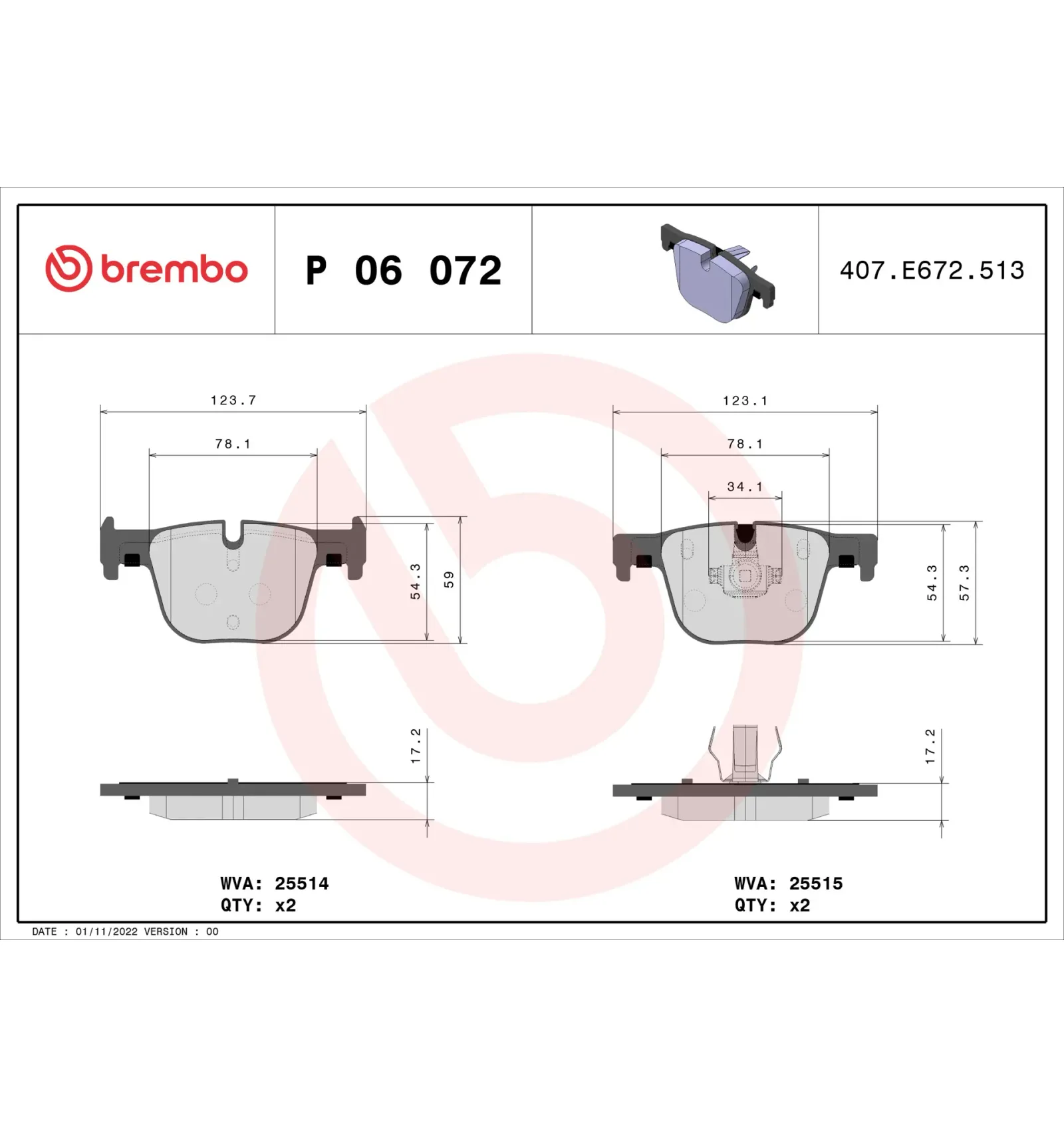 BMW F30 F31 F32 F33… Arka Fren Balatası 34206799813 P 06 072 BREMBO - BMW yedek parça