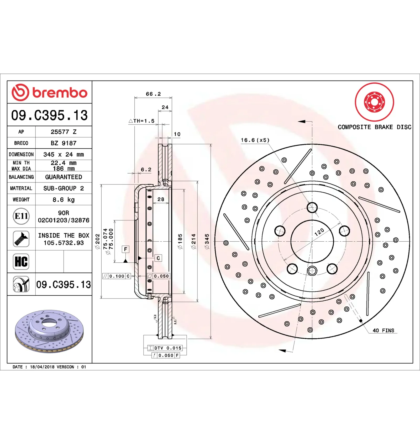 BMW F30 F31 F32 F33… Arka Fren Diski 34206797600 09.C395.13 BREMBO - BMW yedek parça