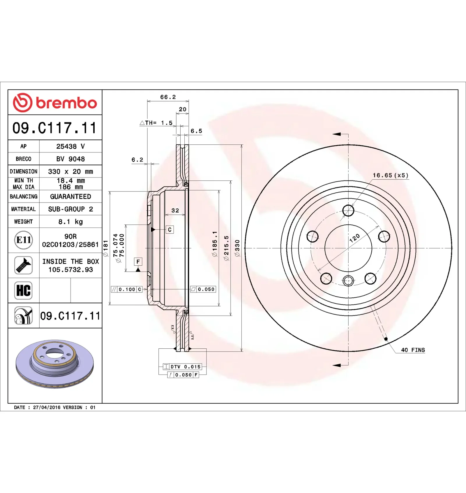 BMW F30 F31 F32 F33… Arka Fren Diski 34216792233 09.C117.11 BREMBO - BMW yedek parça