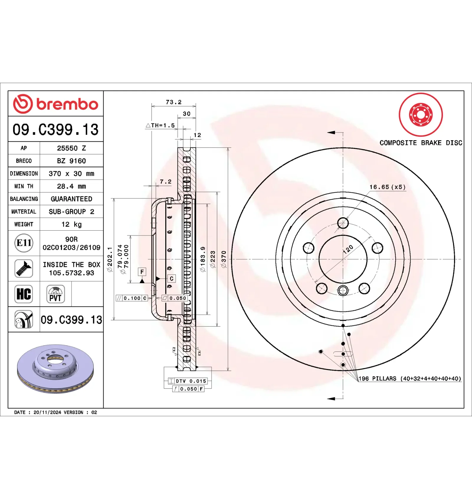 BMW F30 F31 F32 F33… Ön Fren Diski 34106797606 09.C399.13 BREMBO - BMW yedek parça