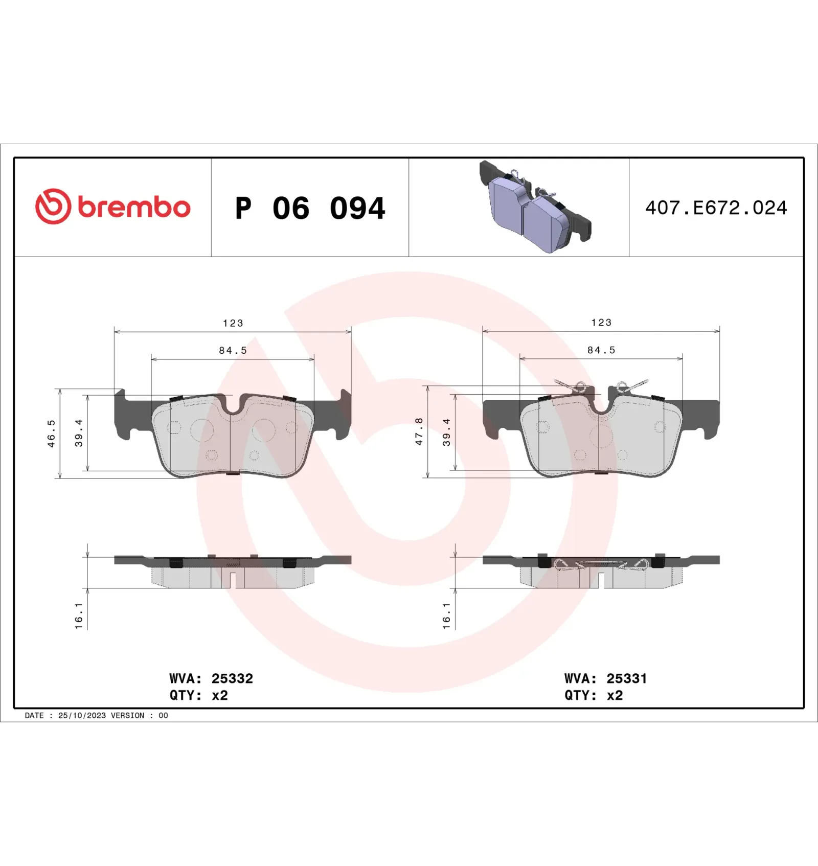 BMW F39 F40 F44 F45… Arka Fren Balatası 34201543683 P 06 094 BREMBO - BMW yedek parça