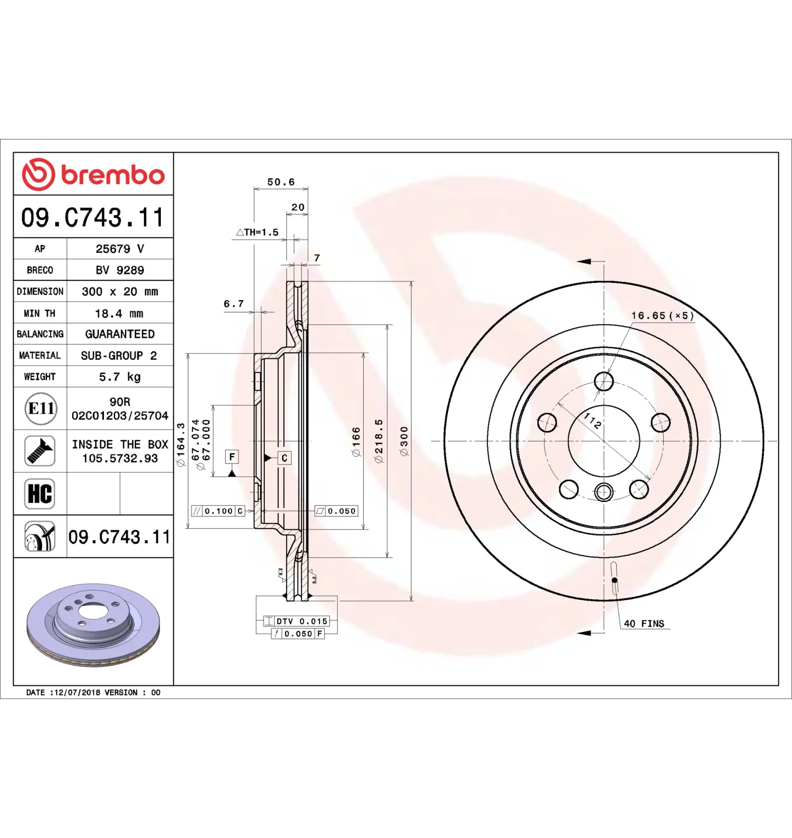 BMW F39 F40 F44 F45… Arka Fren Diski 34206891086 09.C743.11 BREMBO - BMW yedek parça