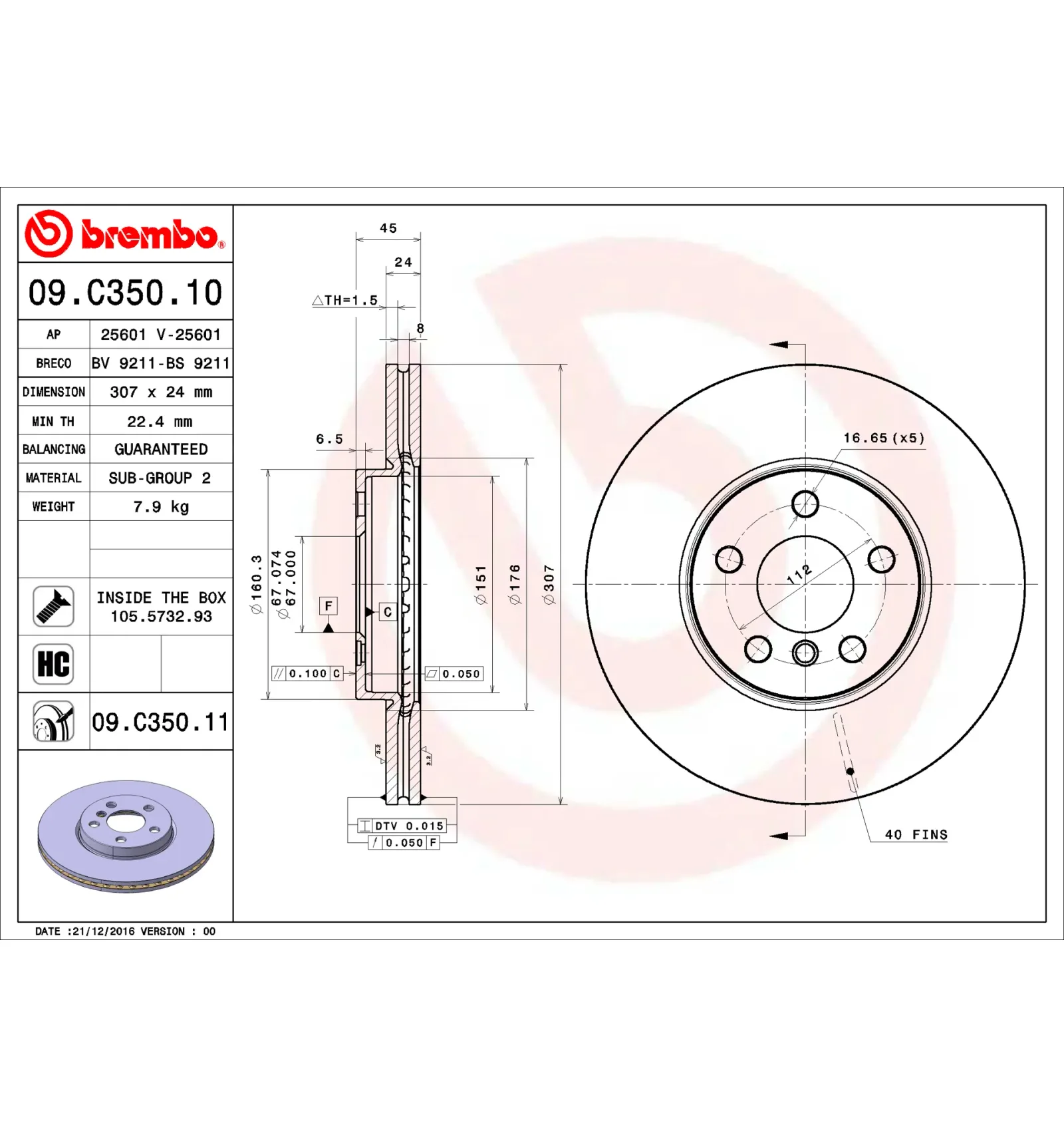 BMW F39 F40 F44 F45… Ön Fren Diski 34106891079 09.C350.11 BREMBO - BMW yedek parça