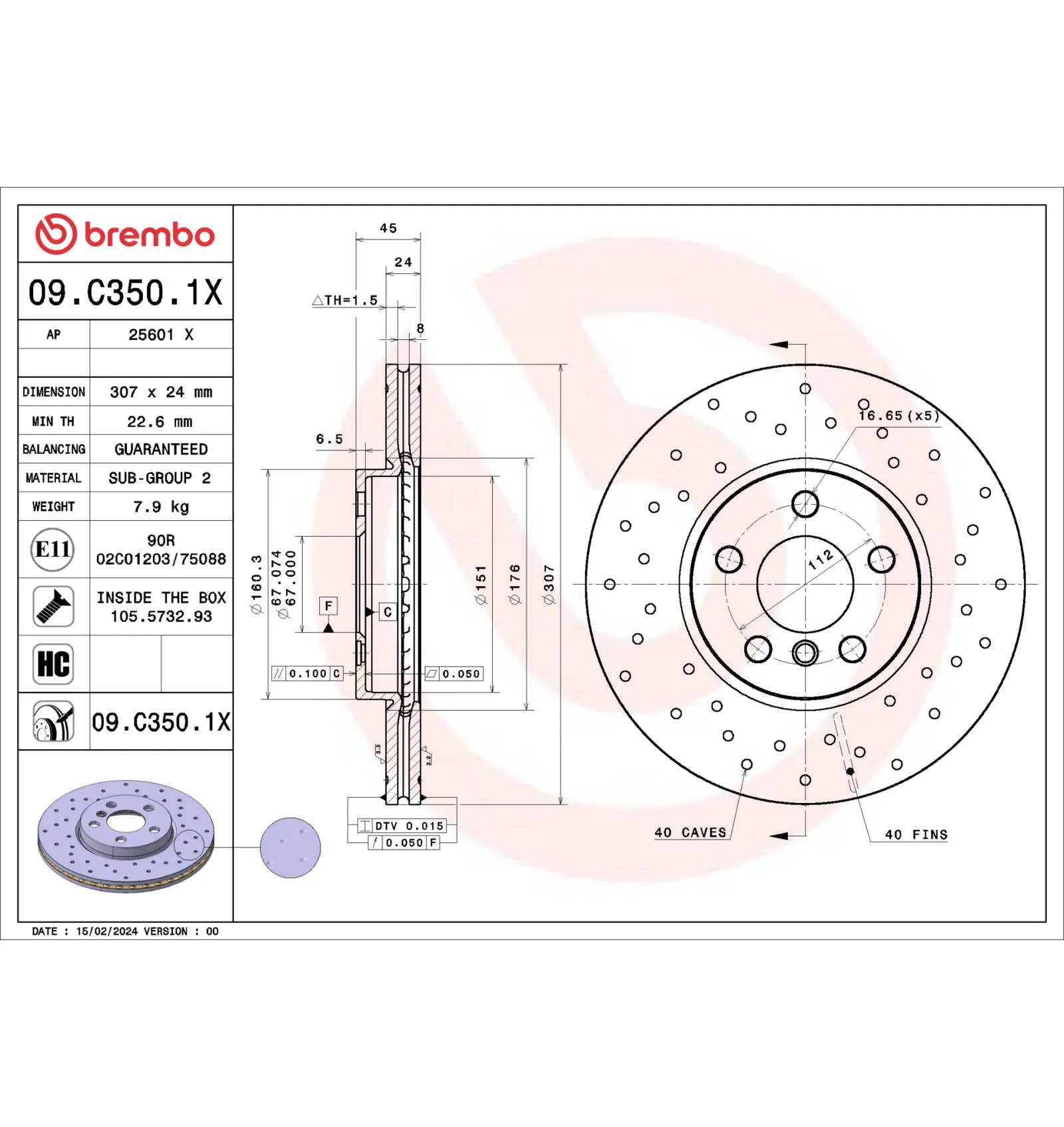 BMW F39 F40 F44 F45… Ön Fren Diski 34106891079 09.C350.1X BREMBO - BMW yedek parça