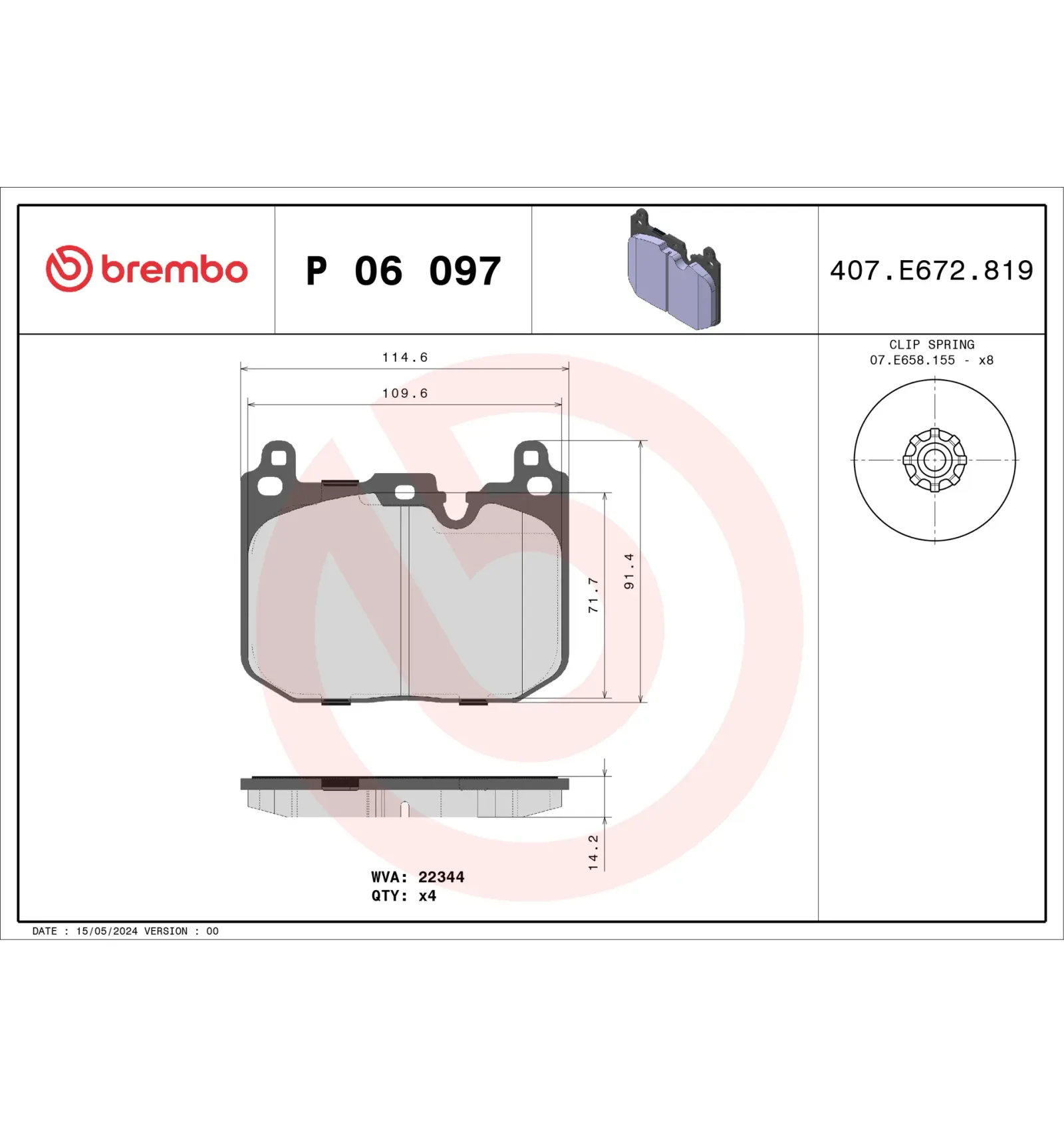 BMW F39 F40 F44 F48… Fren Balatası 34106860020 P 06 097 BREMBO - BMW yedek parça