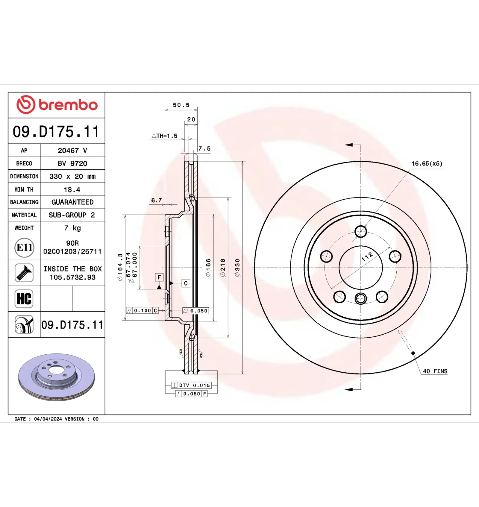 BMW F39 F40 F44 F54… Arka Fren Diski 34206891087 09.D175.11 BREMBO - BMW yedek parça