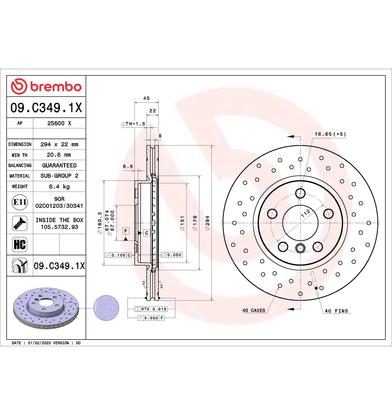 BMW F39 F45 F46 F48… Ön Fren Diski 34116864439 09.C349.1X BREMBO - BMW yedek parça