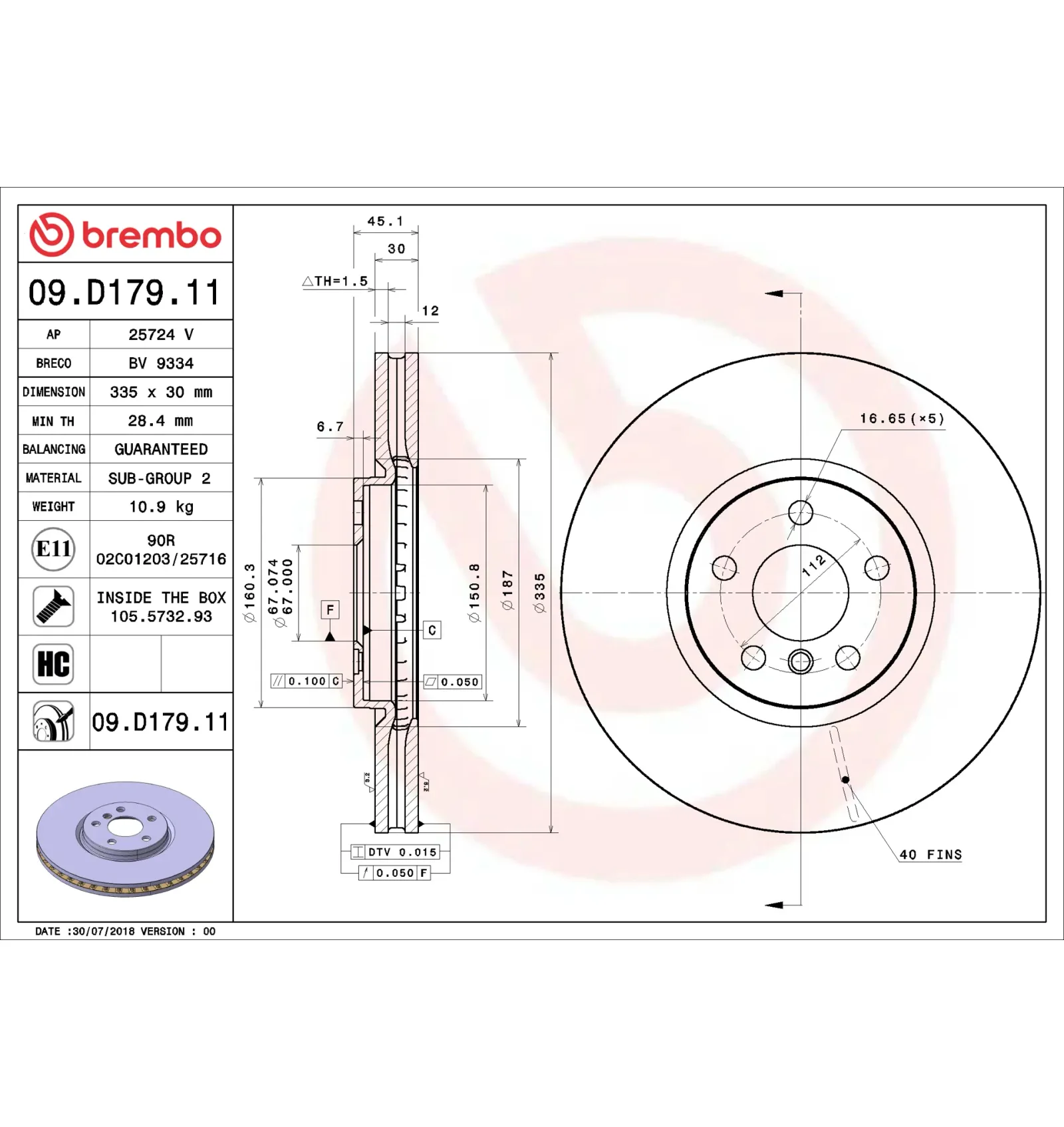 BMW F54 F56 F57 F60… Ön Fren Diski 34106881045 09.D179.11 BREMBO - BMW yedek parça