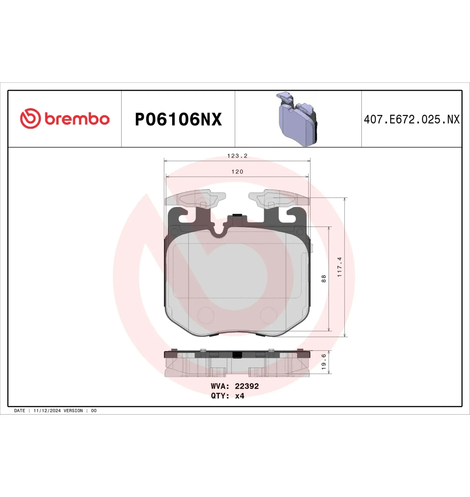 BMW F90 F91 F92 F93… Fren Balatası 34106883510 P06106NX BREMBO - BMW yedek parça