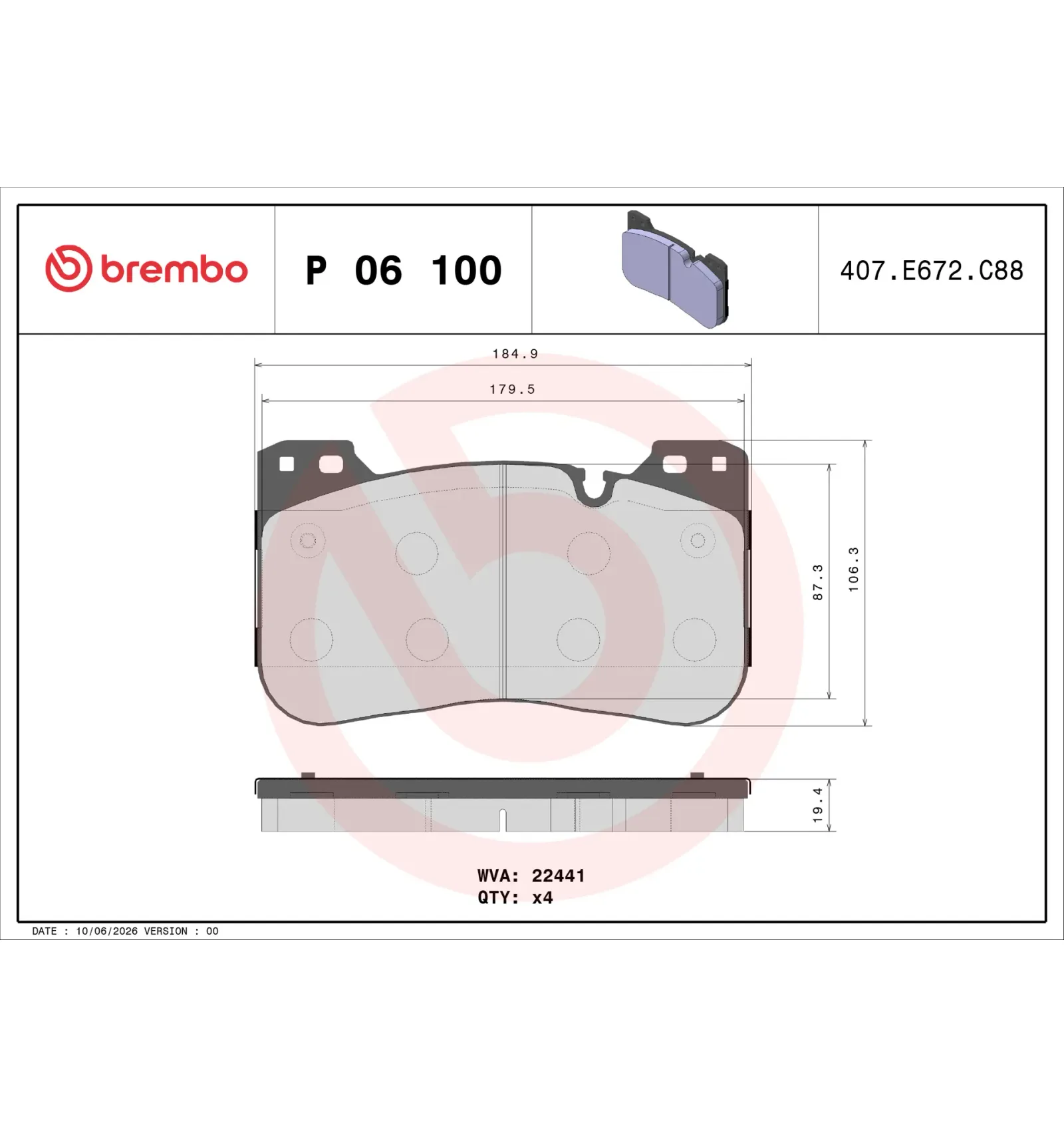 BMW F90 F91 F92 F93… Ön Fren Balatası 34107883262 P 06 100 BREMBO - BMW yedek parça
