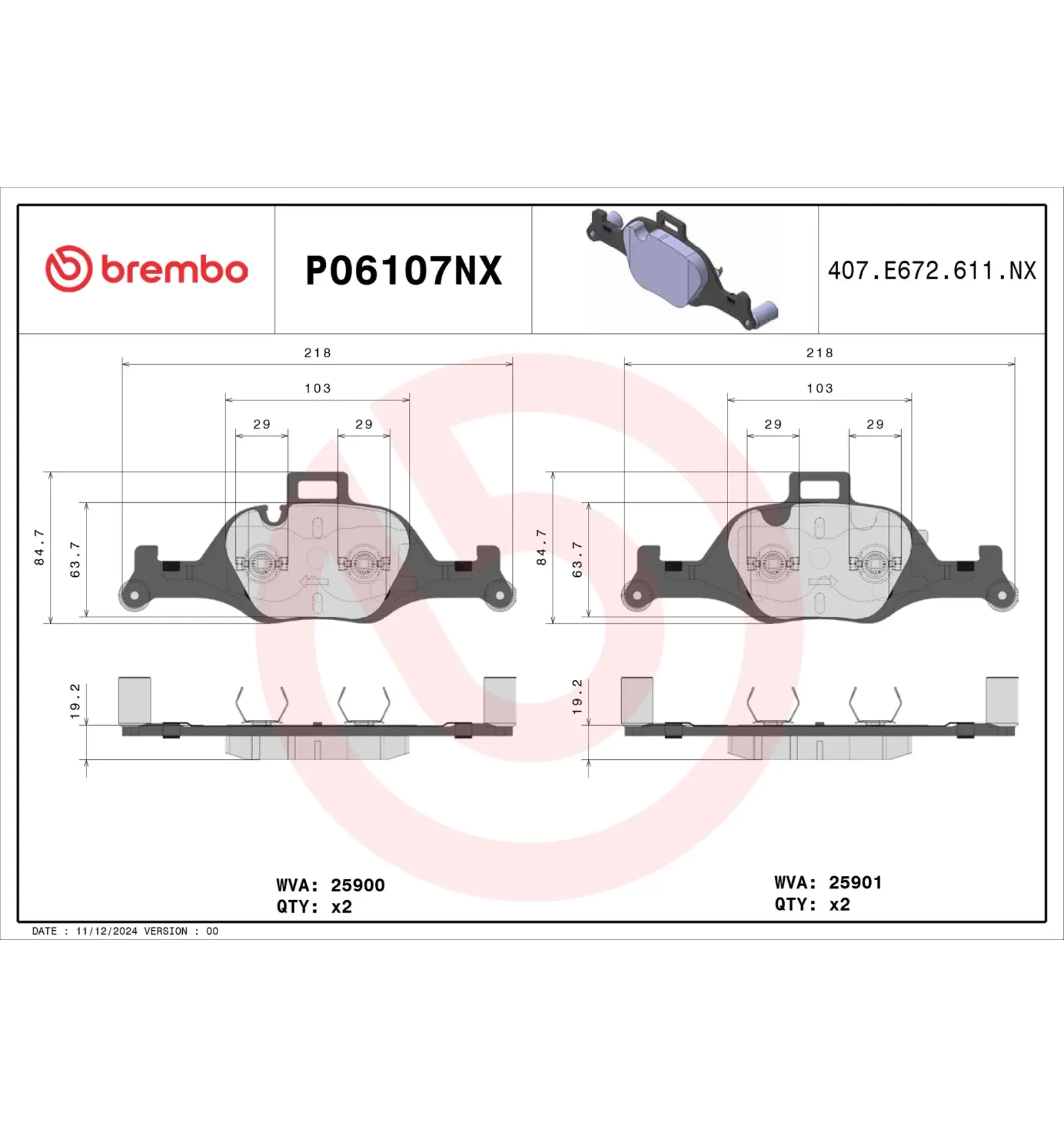 BMW F90 F97 F98 G01… Fren Balatası 34106888482 P06107NX BREMBO - BMW yedek parça