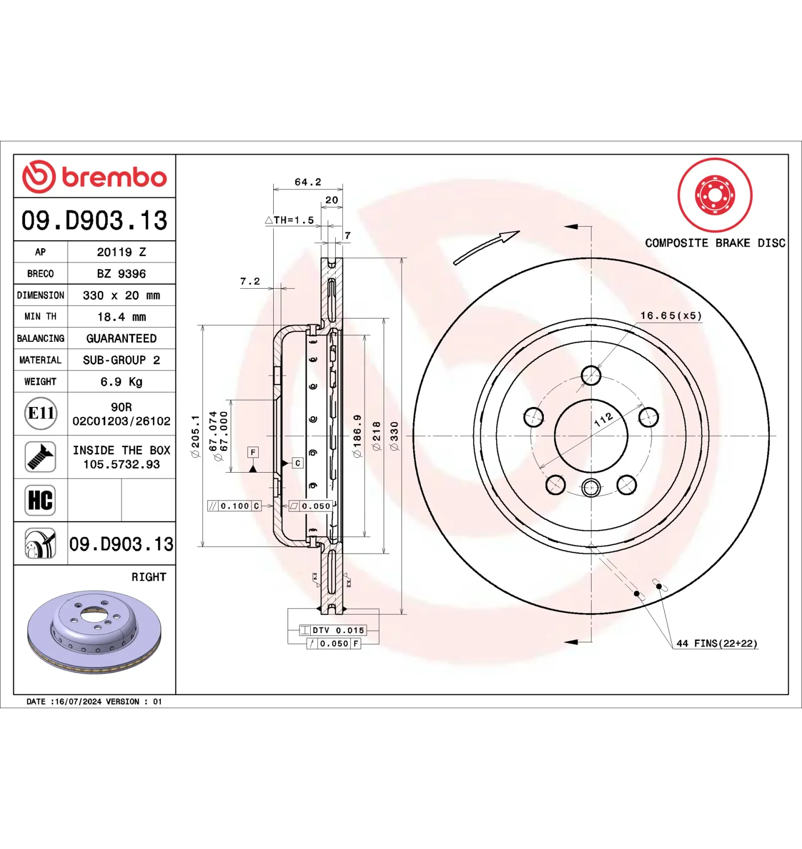 BMW F90 F97 F98 G01… Fren Diski 34206883980 09.D903.13 BREMBO - BMW yedek parça