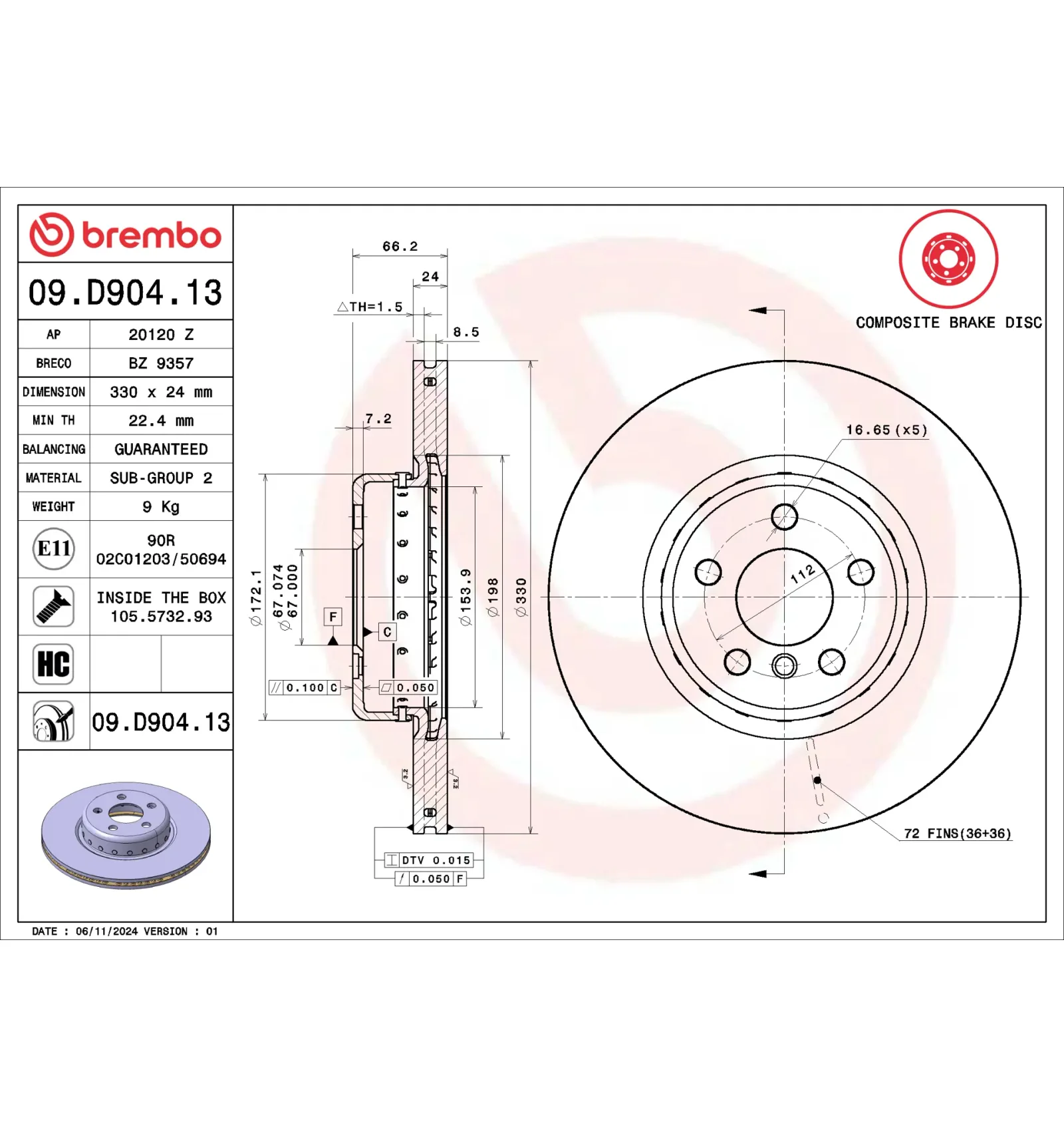 BMW F90 F97 F98 G01… Ön Fren Diski 34106880072 09.D904.13 BREMBO - BMW yedek parça