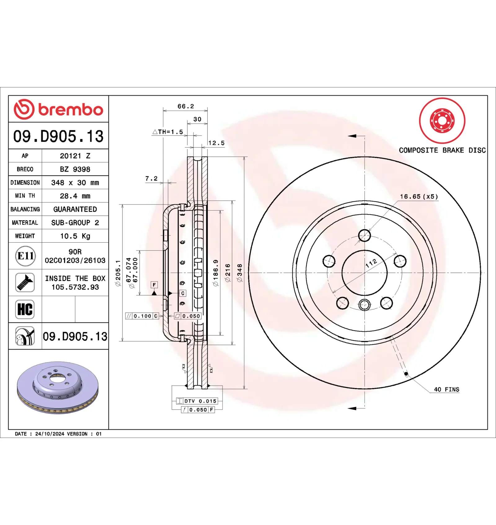 BMW F90 F97 F98 G01… Ön Fren Diski 34106880073 09.D905.13 BREMBO - BMW yedek parça
