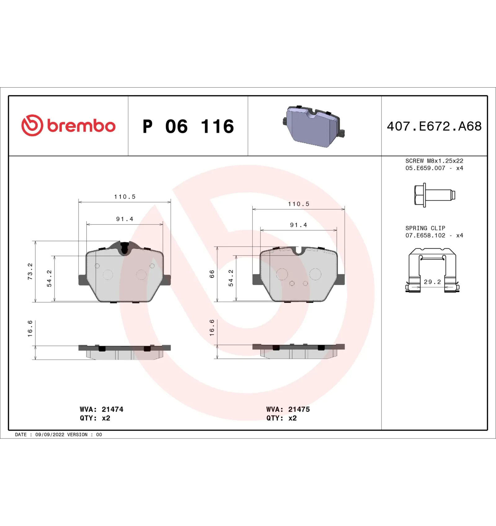 BMW G20 G21 G22 G23… Arka Fren Balatası 34206888835 P 06 116 BREMBO - BMW yedek parça